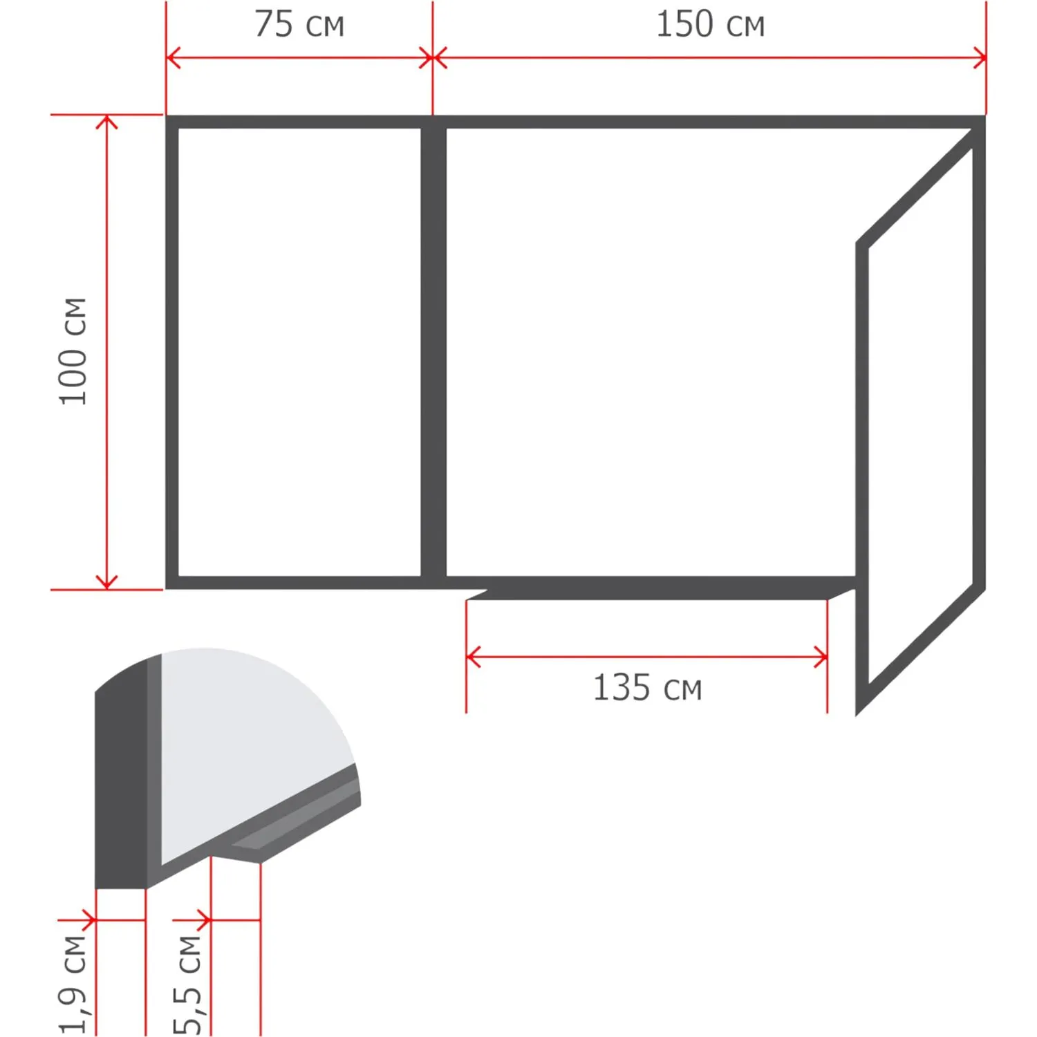 Доска магнитно-меловая 100x300 см лак трёхсекционная - Image 2