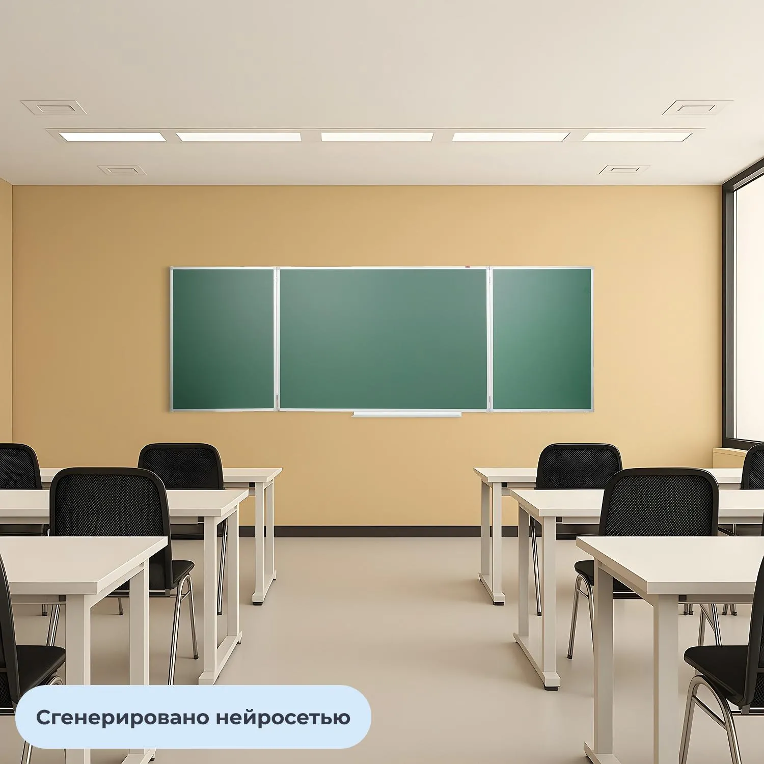 Доска магнитно-меловая 100х300 см зелёная трёхсекционная с лаковым покрытием - Image 8
