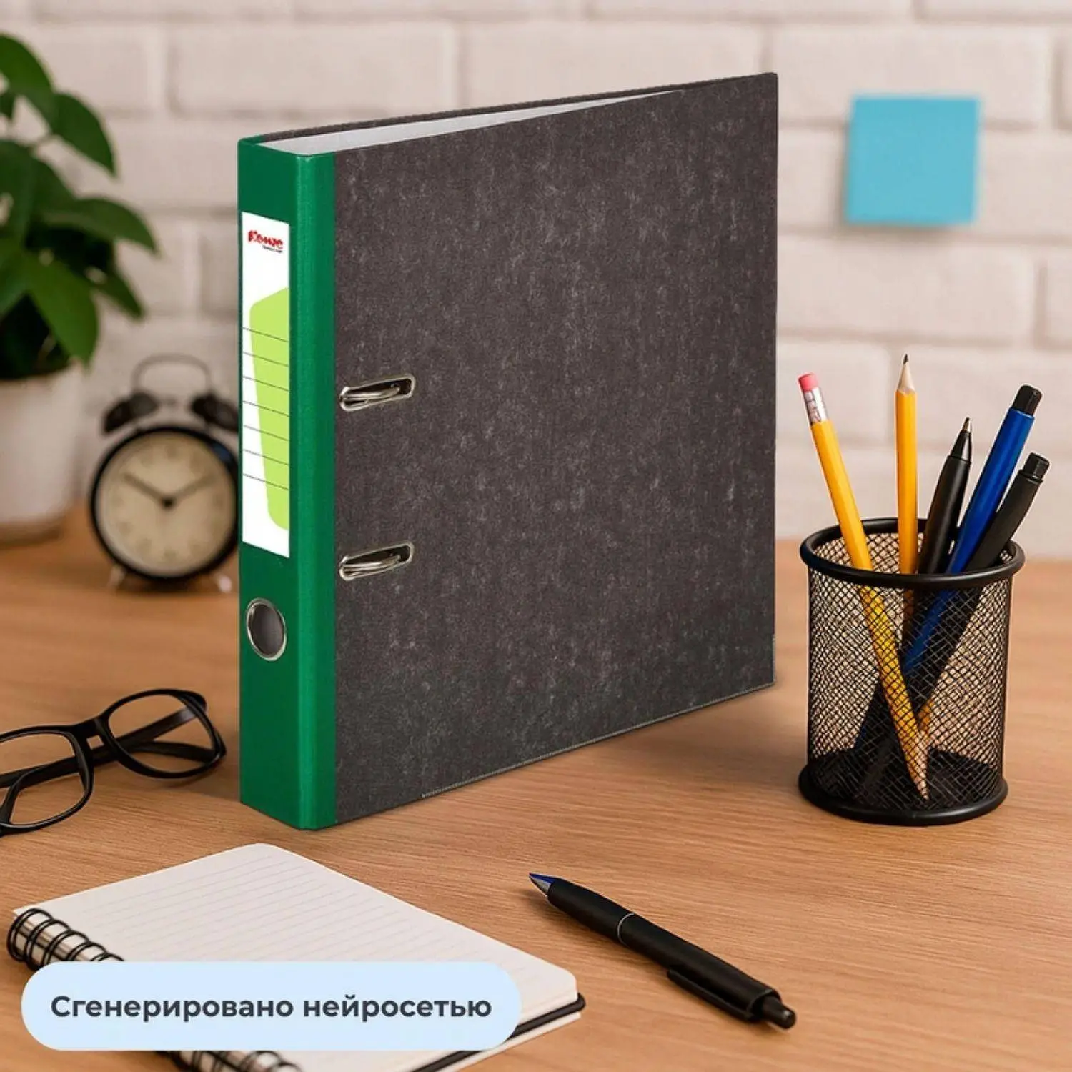 Папка-регистратор 50 мм чёрная/зелёная бумага с защитным уголком - Image 11
