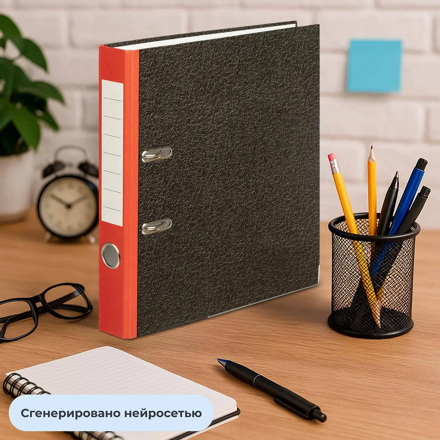 Папка-регистратор 50 мм чёрная/красная бумага с защитным уголком - Image 11