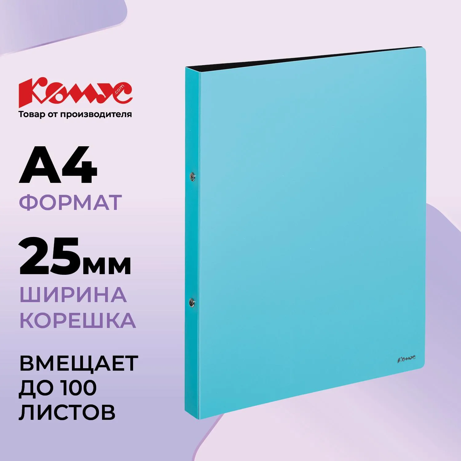 Папка на 2-х кольцах 25 мм голубая до 100 листов