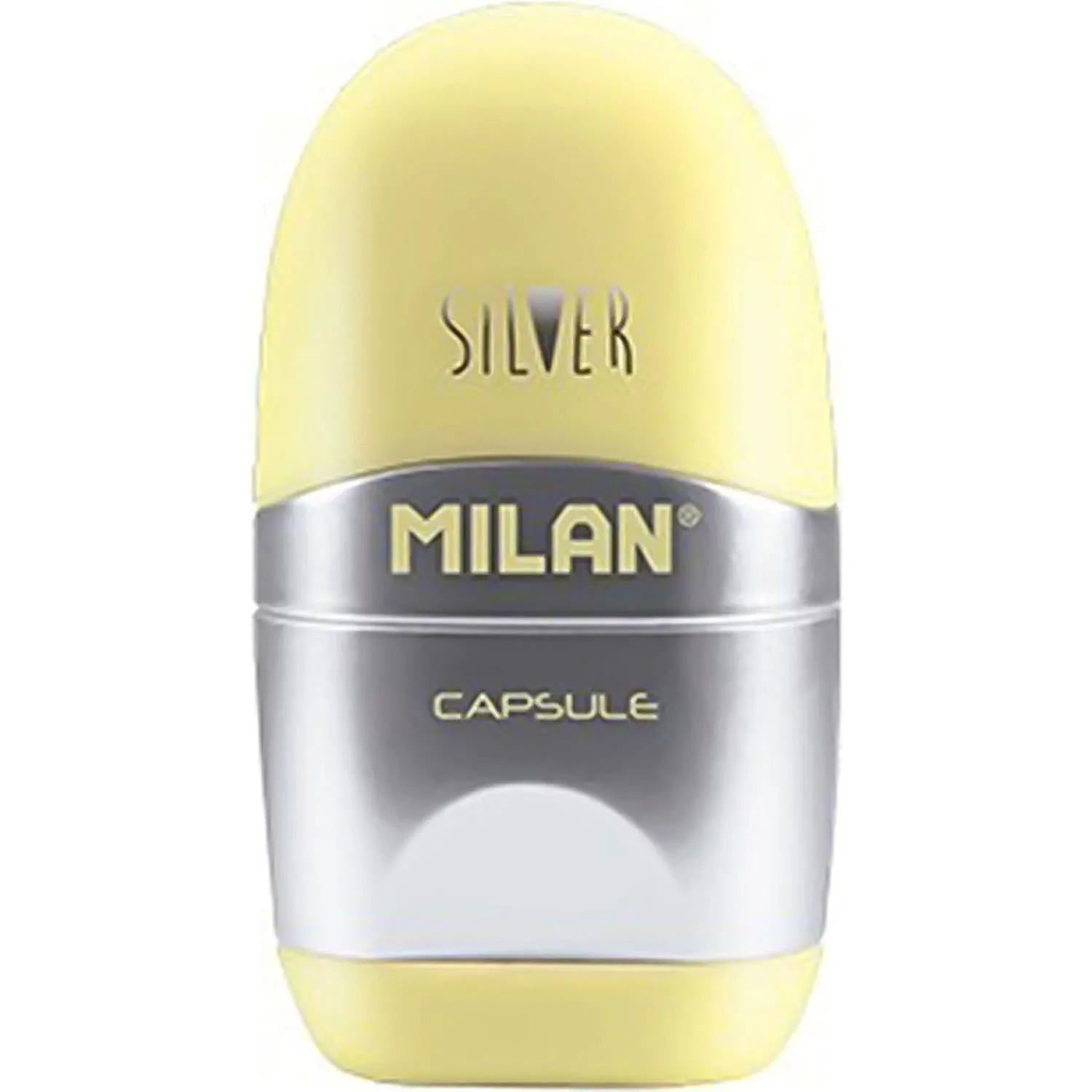 Набор точилка с ластиками Capsule Silver, 2 запасных резинки - Image 5