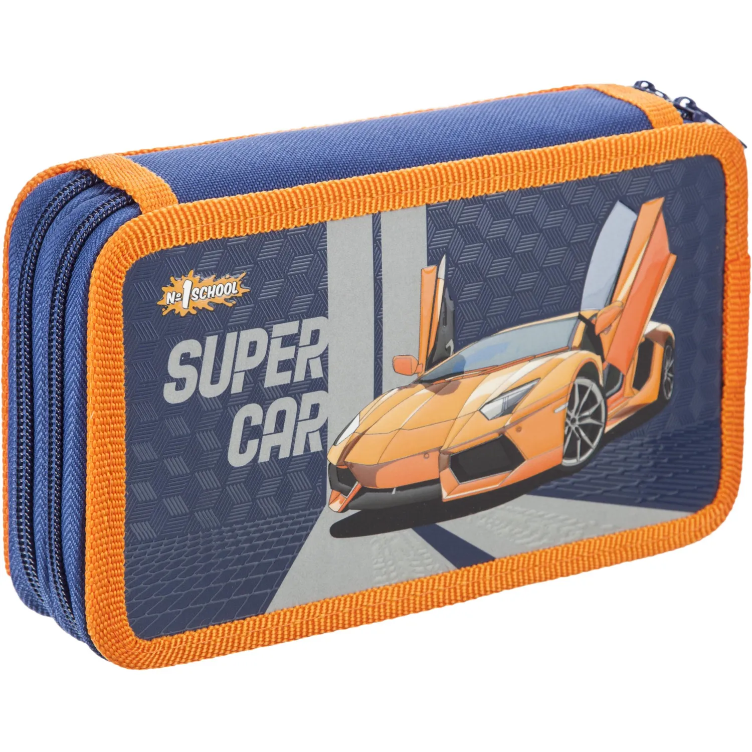 Пенал двухсекционный Super car синий