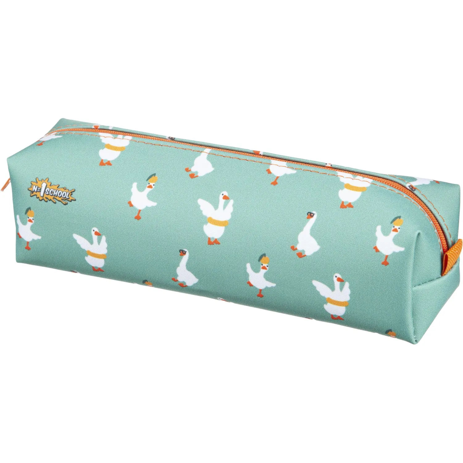 Пенал-косметичка односекционный Гуси голубой