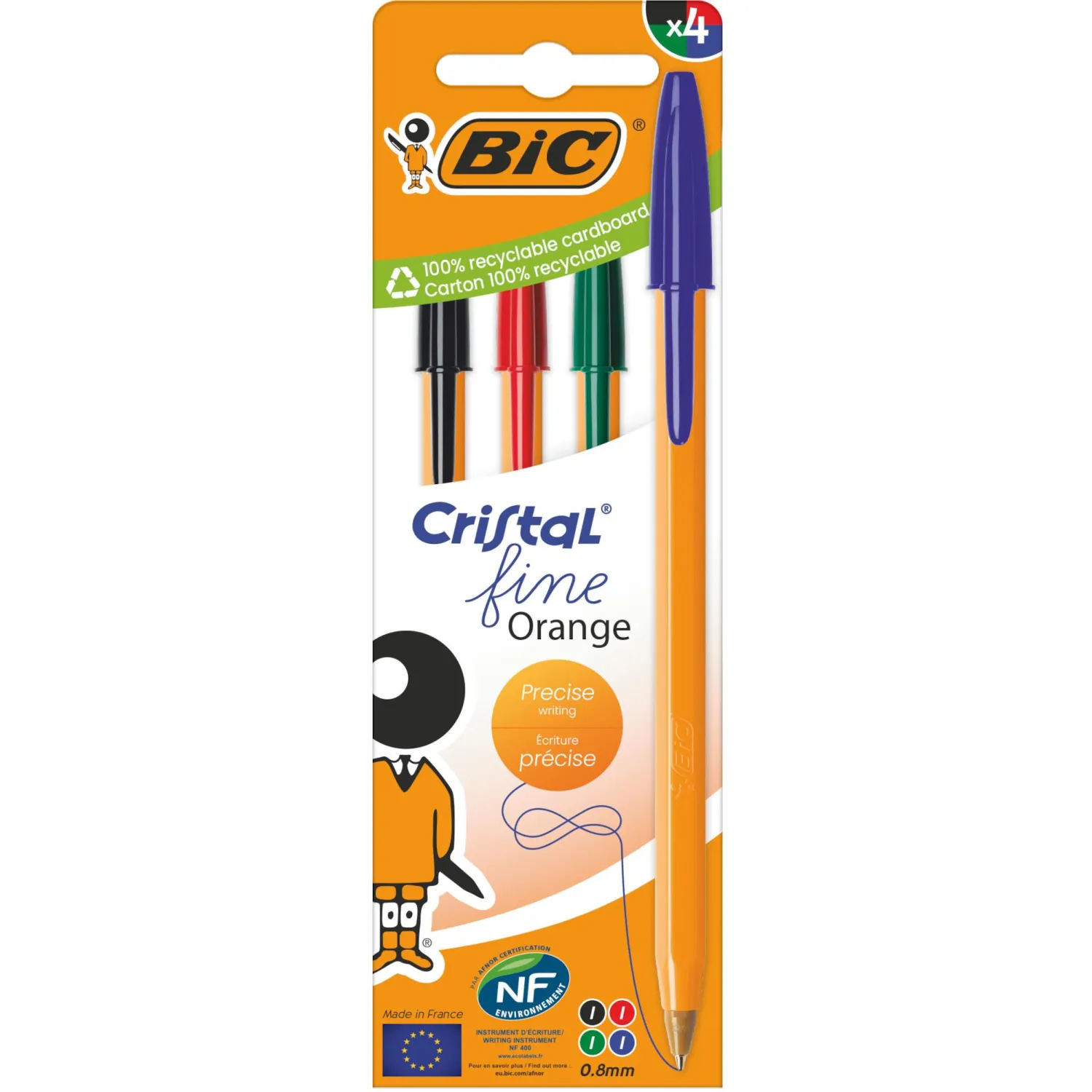 Шариковая ручка Bic Orange Original Fine культовая, оранжевая