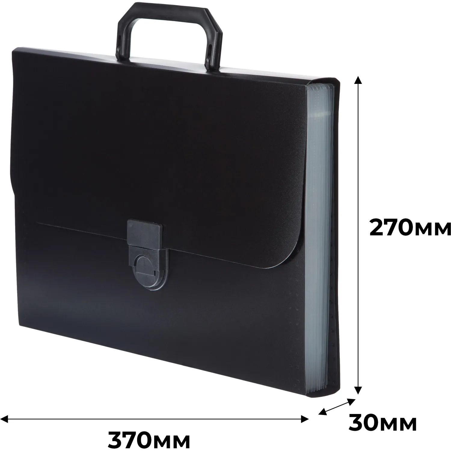 Портфель-картотека пластиковая Attache А4 черная (37x27x3 см, 12 отделений) - Image 6