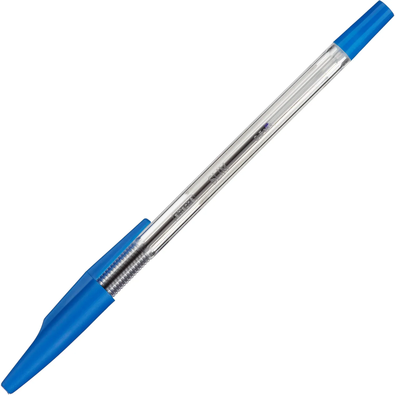 Шариковая ручка Attache Slim со сменным стержнем, прозрачная, синяя - Image 2