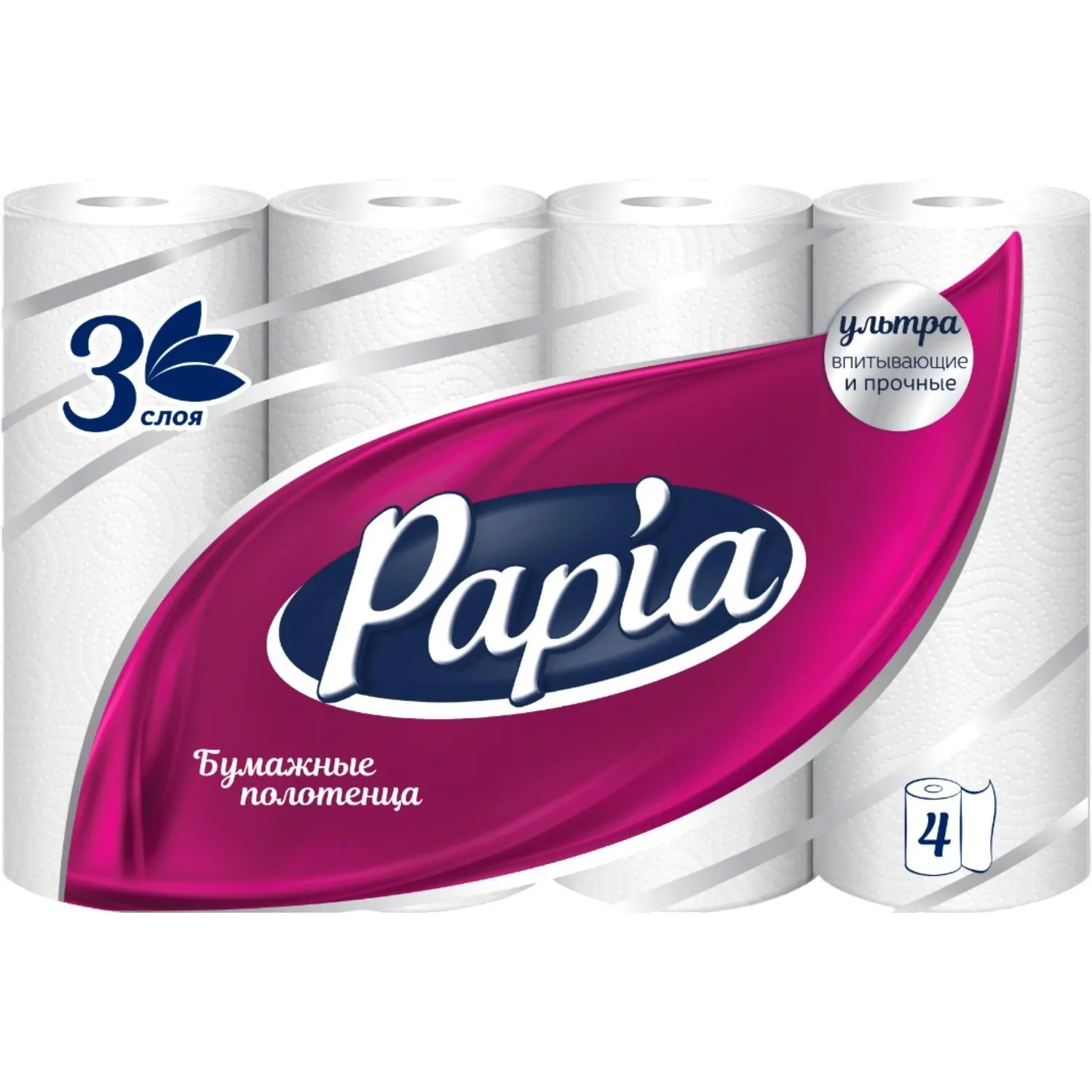 Полотенца бумажные Papia 3-слойные белые 4 рулона по 10.8 м - Image 2