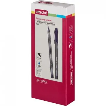 Шариковая ручка Attache Glide Trio синяя, одноразовая - Image 2