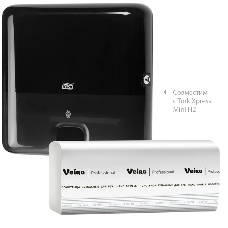 Полотенца бумажные листовые Veiro Professional Comfort H2 Z-сложение 2-слойные белые 21 пачка по 200 листов (KZ202) - Image 5
