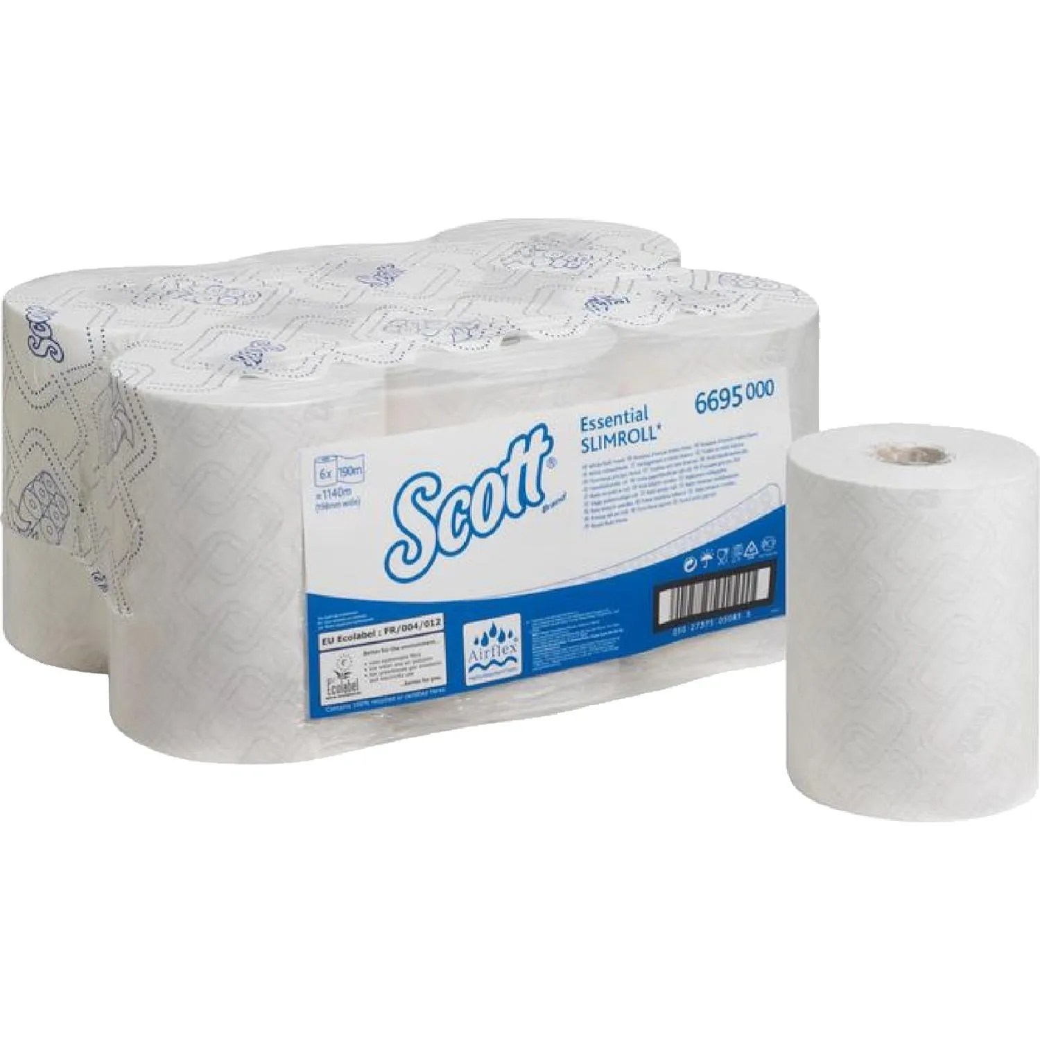 Полотенца бумажные рулонные Kimberly-Clark Essential Slimroll 1-слойные белые 6 рулонов по 190 метров (6695) - Image 7