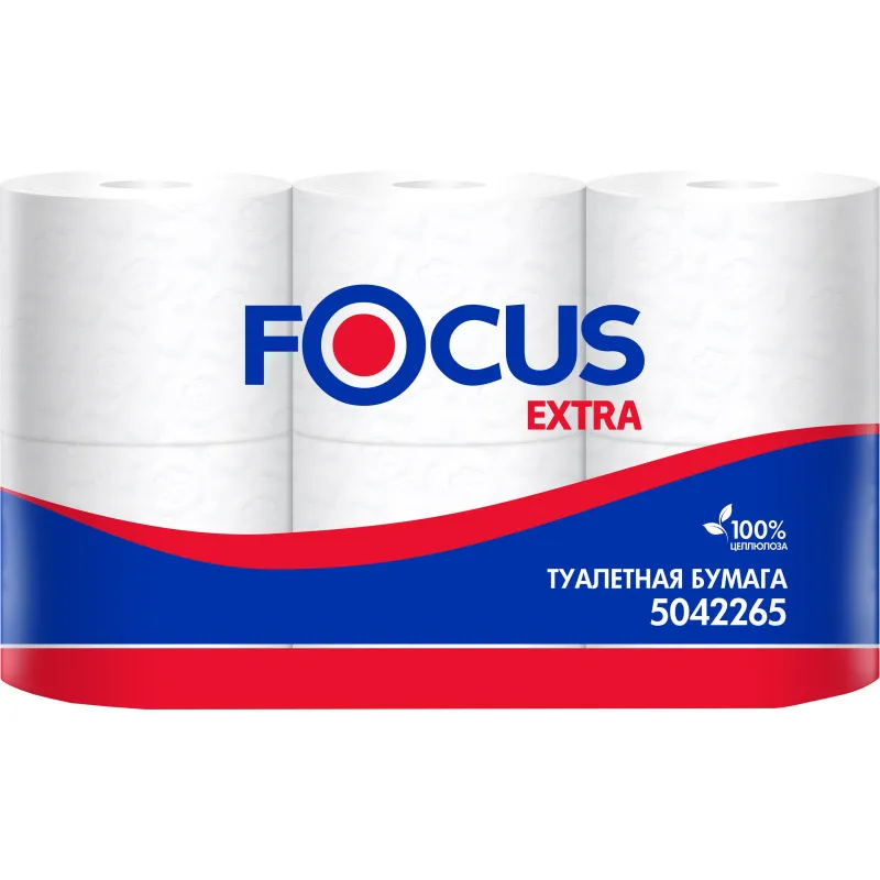 Бумага туалетная Focus Extra 2-слойная белая (6 рулонов в упаковке, 5042265/5067596) - Image 2