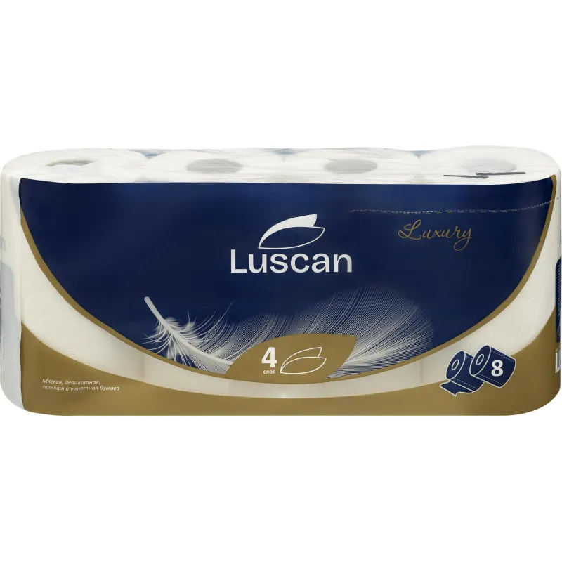 Бумага туалетная Luscan Luxury 4-слойная белая (8 рулонов в упаковке) - Image 6