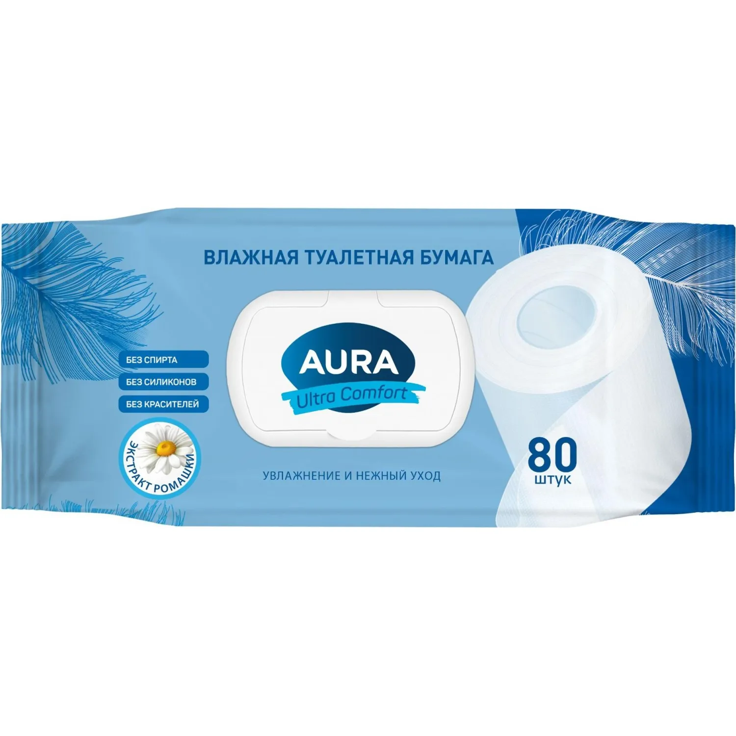Бумага туалетная влажная Aura Ultra Comfort (80 листов в пачке) - Image 3