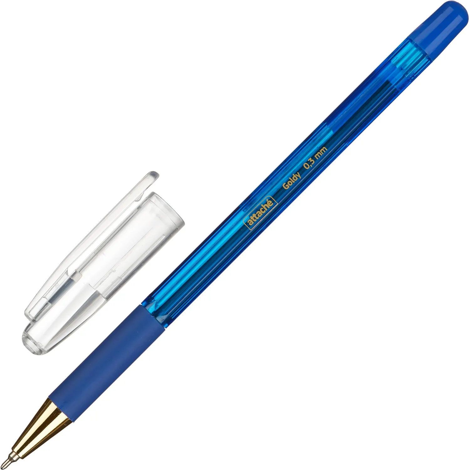 Шариковая ручка Attache Goldy 0,3 мм прозрачный корпус золотой наконечник