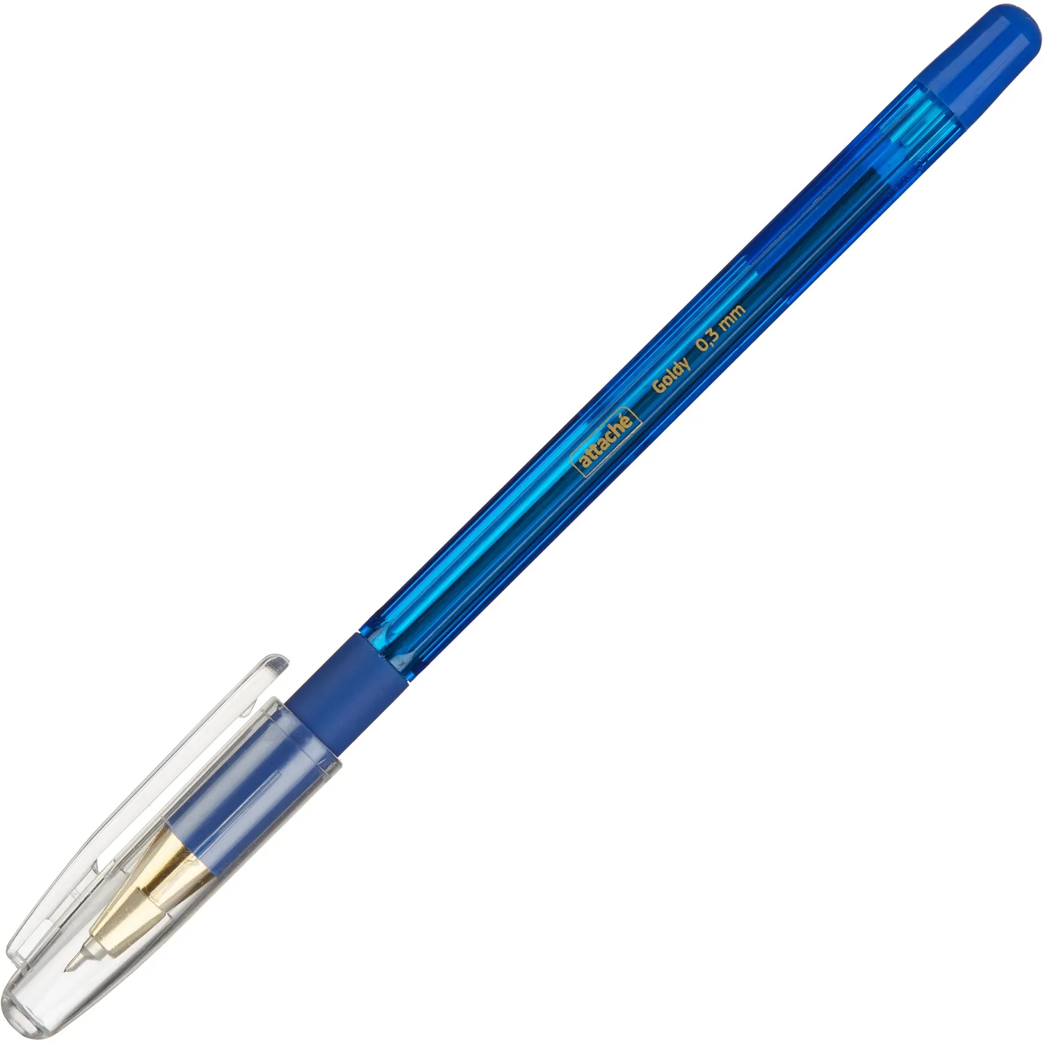 Шариковая ручка Attache Goldy 0,3 мм прозрачный корпус золотой наконечник - Image 2