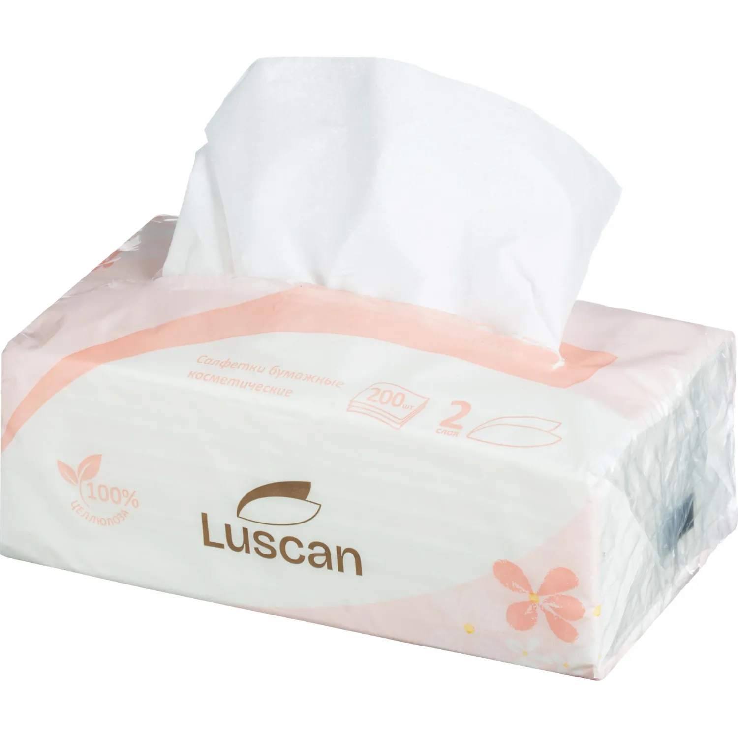 Салфетки косметические Luscan 2-слойные (200 штук в упаковке) - Image 3