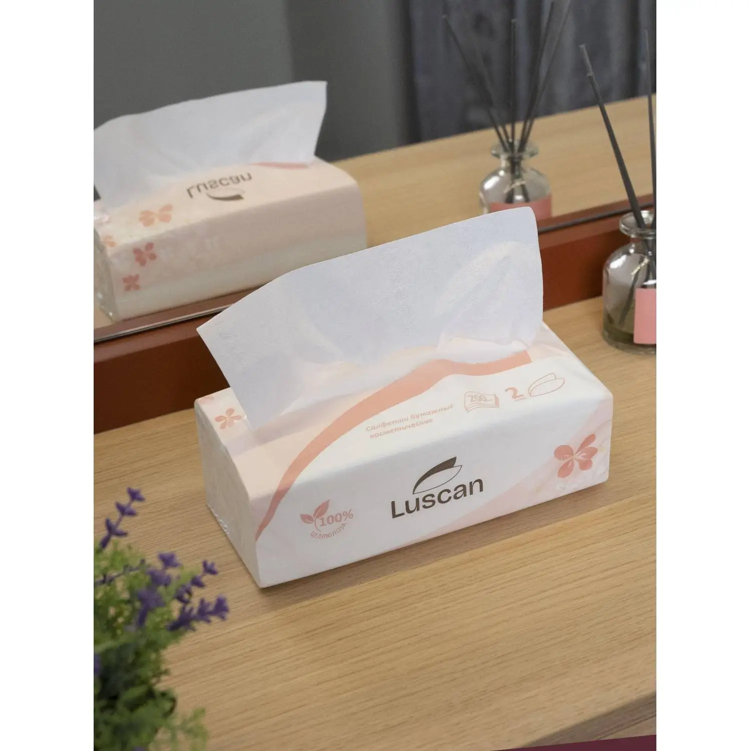 Салфетки косметические Luscan 2-слойные (200 штук в упаковке) - Image 8