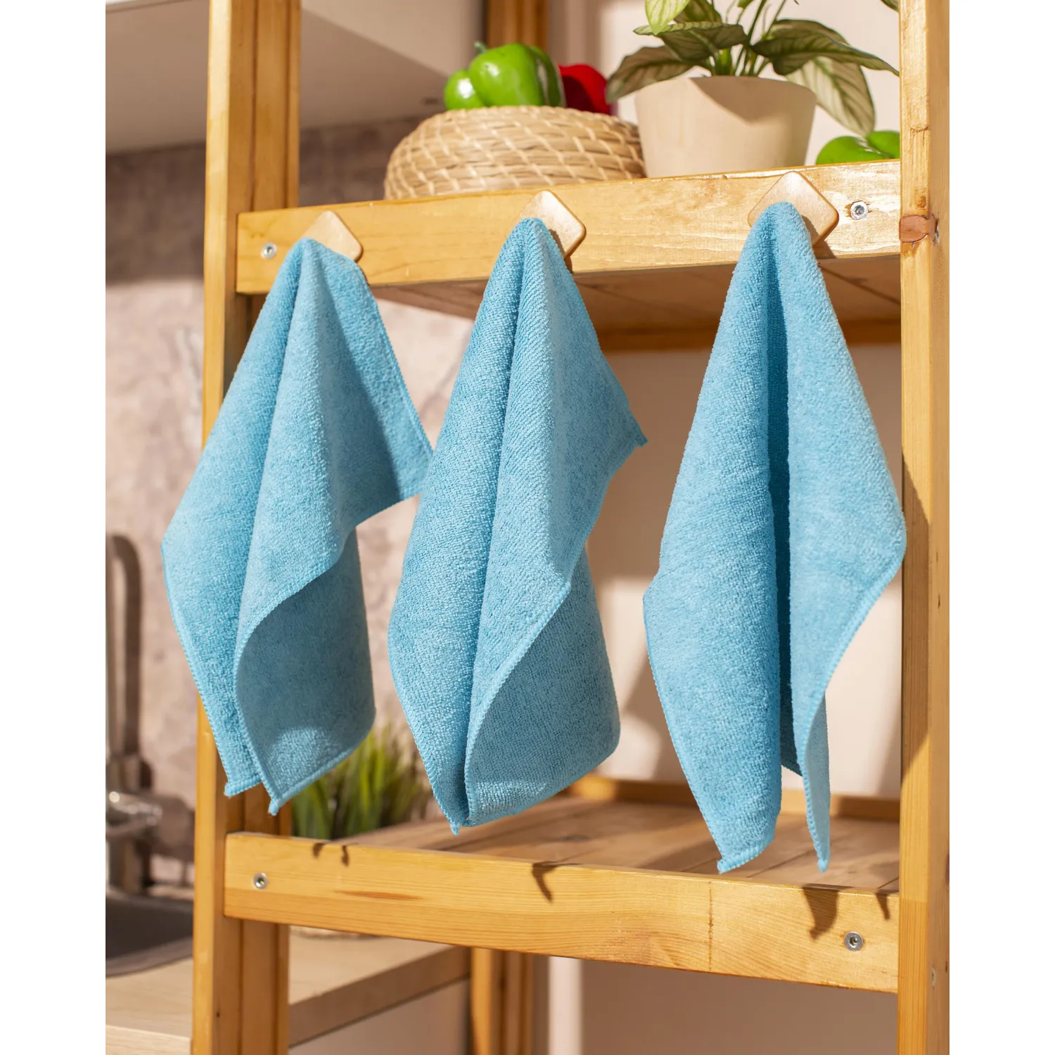 Салфетки хозяйственные  микрофибра 30x30 см 300 г/кв.м синие (3 штуки в упаковке) - Image 5