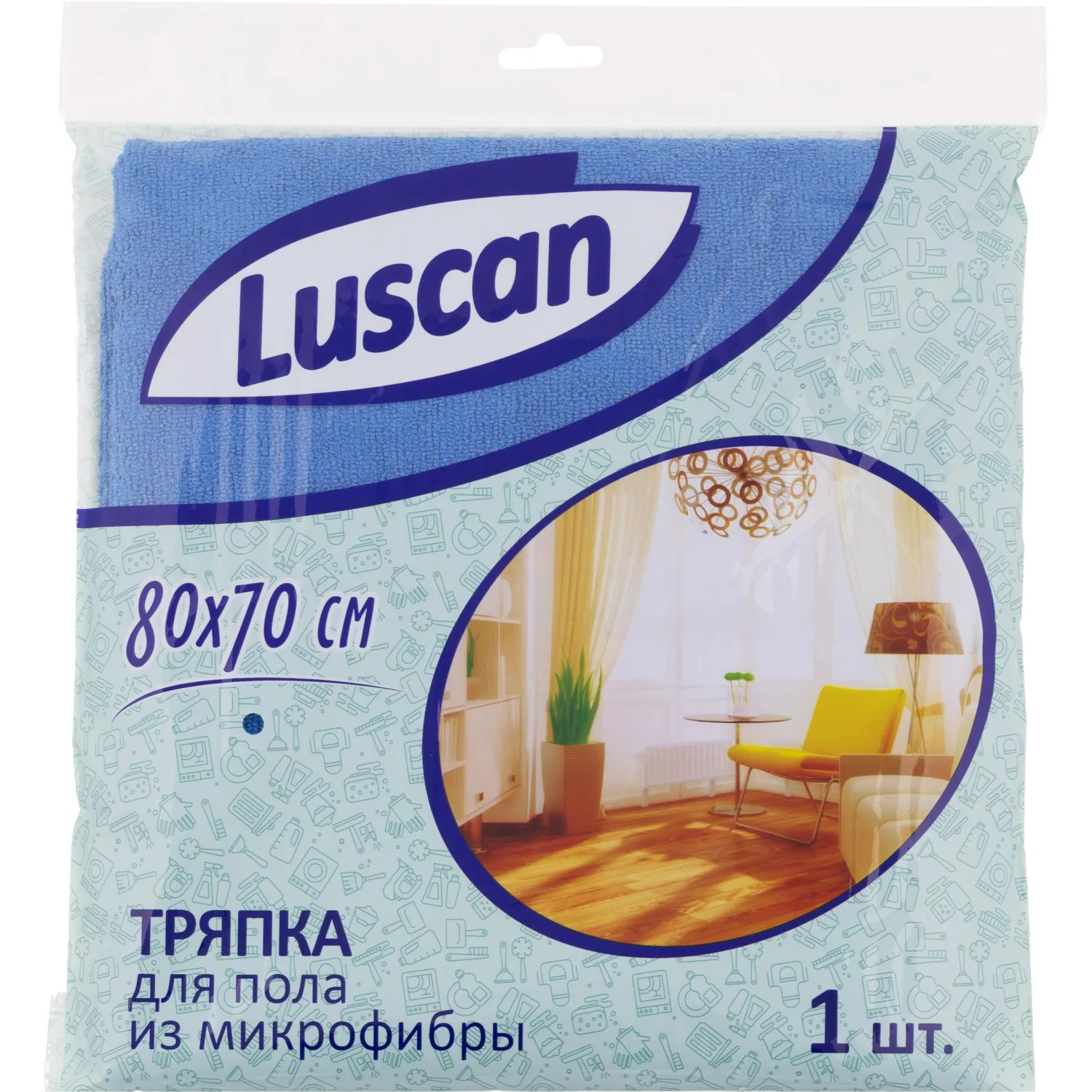Тряпка для пола 70x80 см микрофибра 300 г/кв.м синяя - Image 5