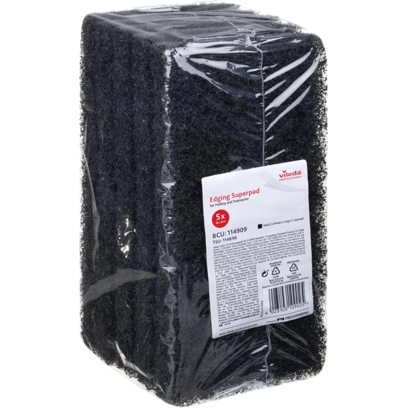 ПАД ручной Vileda Professional Супер-пад абразивный жёсткий 26x12 см чёрный (5 штук в упаковке) - Image 4