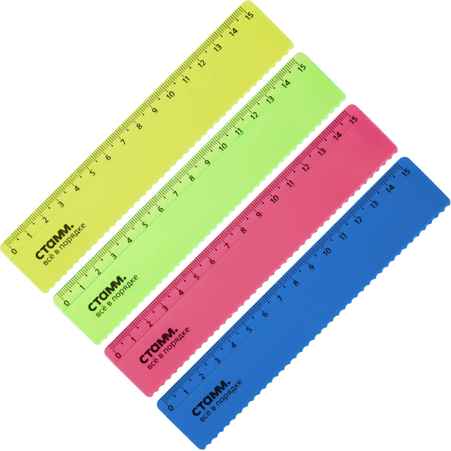 Линейка Стамм Neon Cristal 15 см пластиковая волнистый край - Image 2