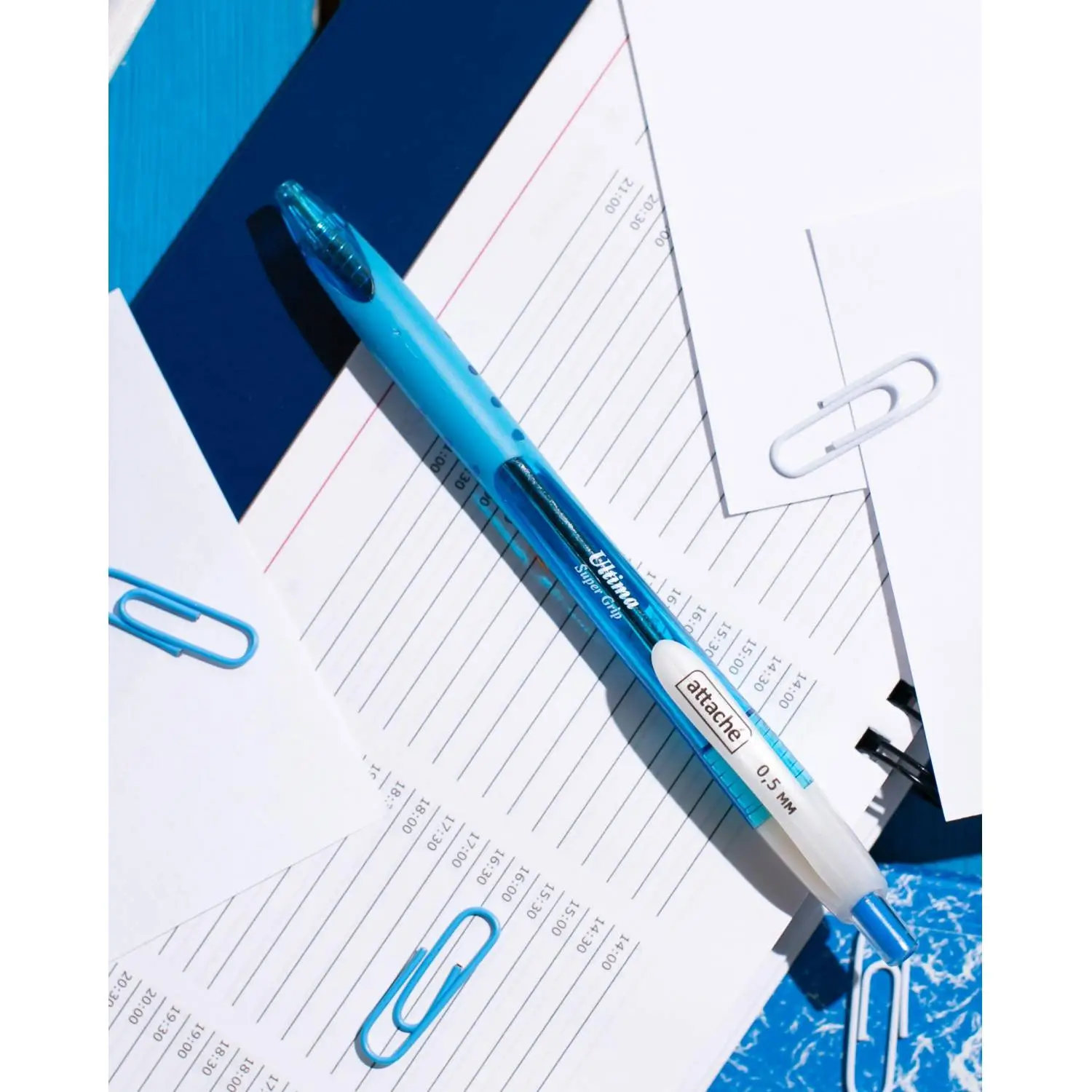 Шариковая ручка автоматическая Attache Ultima Supergrip 0,7 мм, прозрачный корпус, синяя, прорезиненная зона, сменный стержень - Image 7