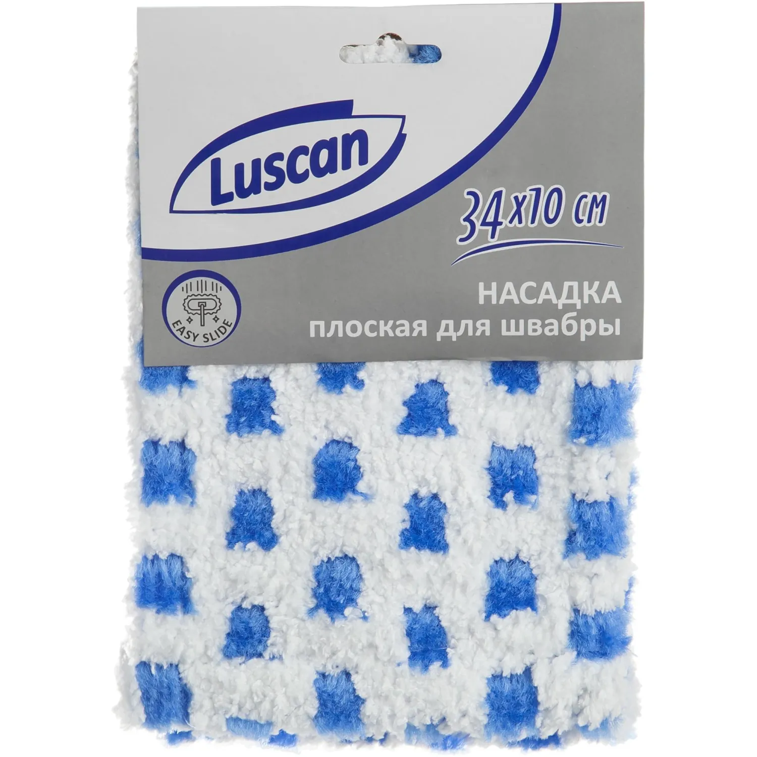 Насадка МОП для швабры-флаундера (плоской) микрофибра 34x10 см белая/синяя - Image 5