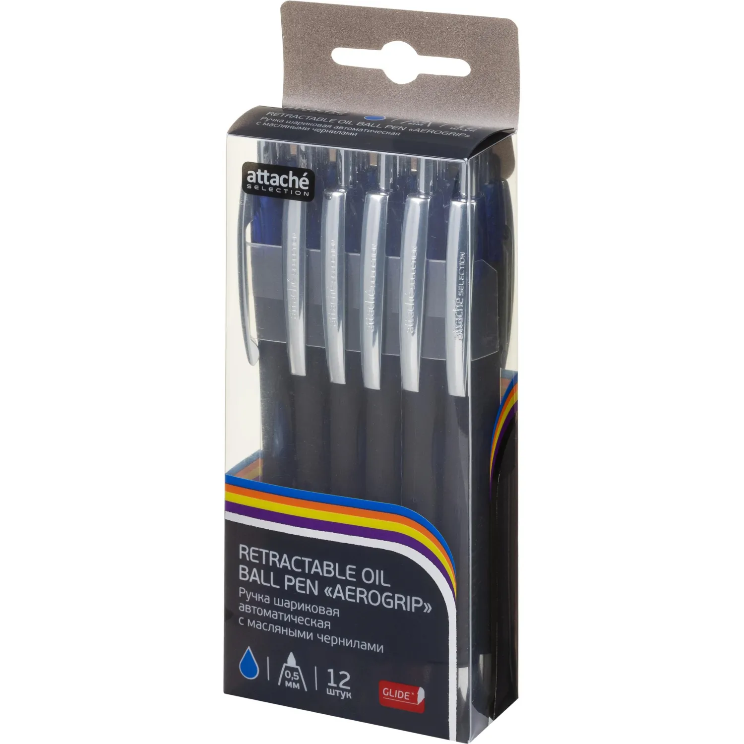 Ручка автоматическая Attache Selection Glide Aerogrip синяя, 0.7/0.5 мм, Visco Fluid Ink, аэрогрип для левшей, сменный стержень - Image 5