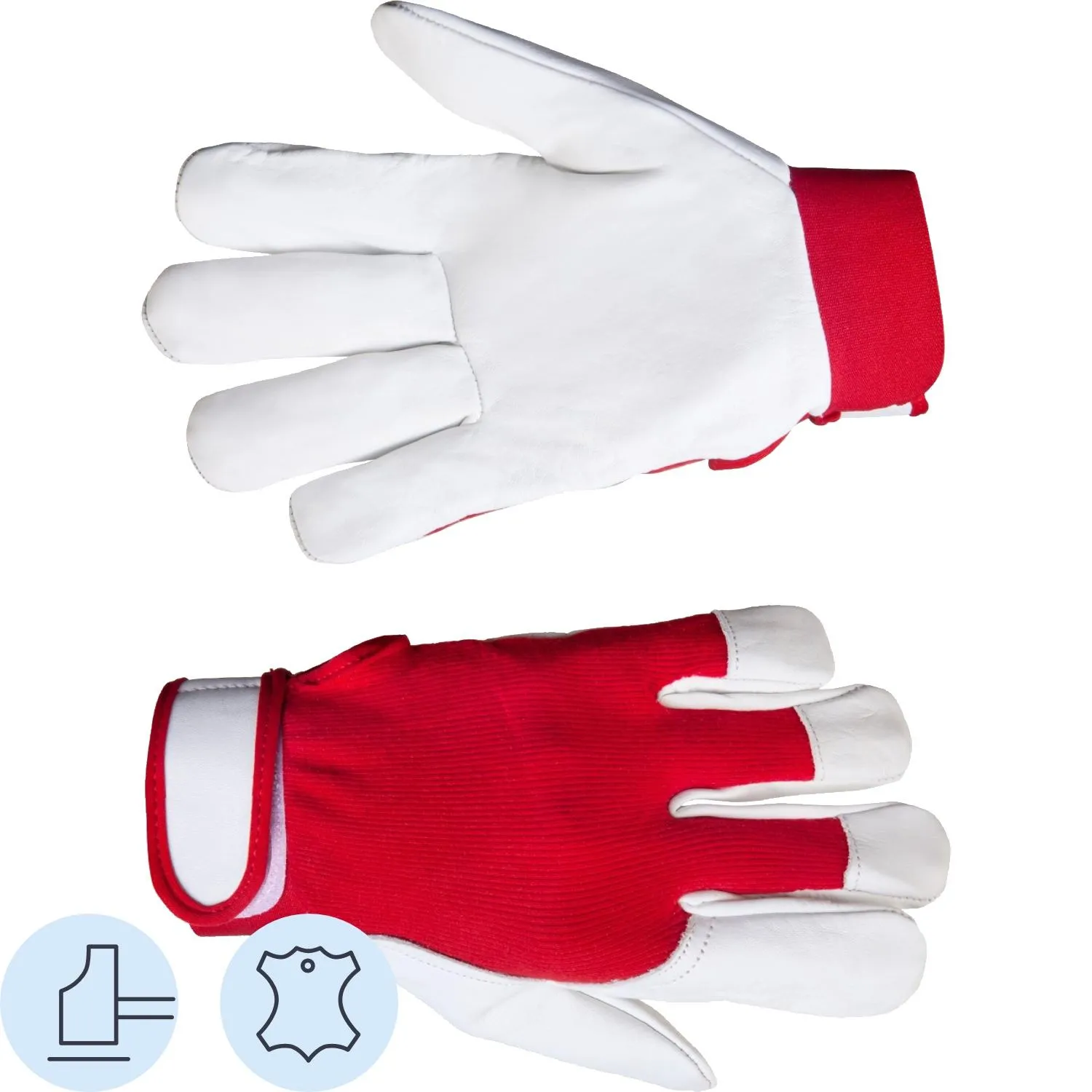 Перчатки рабочие защитные Jeta Safety Mechanic кожаные красные/белые (размер 9 (L), JLE301)