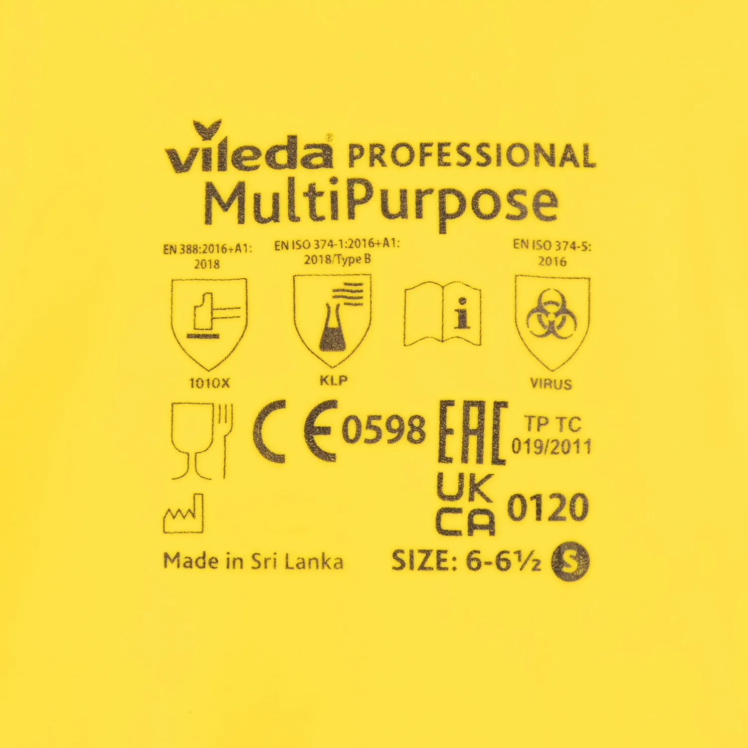 Перчатки латексные Vileda Professional MultiPurpose с хлопковым напылением желтые (размер 8.5-9, L, 174375) - Image 4