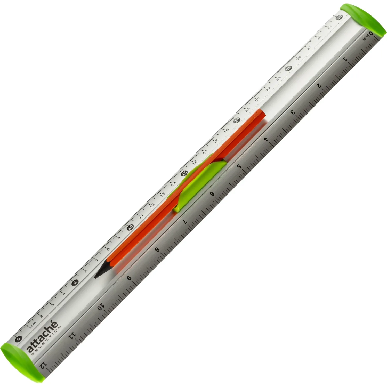 Линейка Attache Selection 30 см металлическая серая с держателем - Image 3