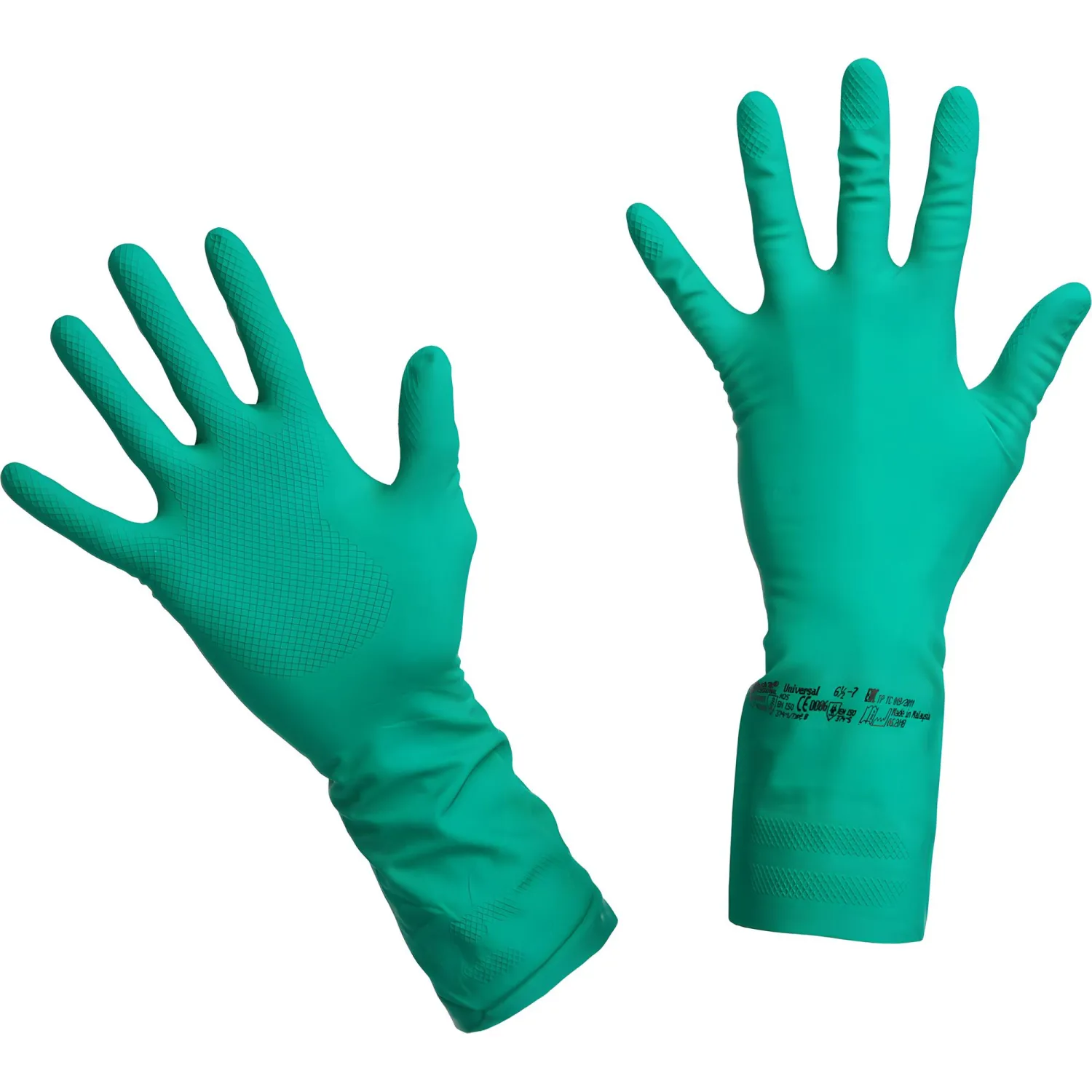 Перчатки нитриловые Vileda Professional Universal с хлопковым напылением зелёные (размер 8.5-9, L, 174383) - Image 9