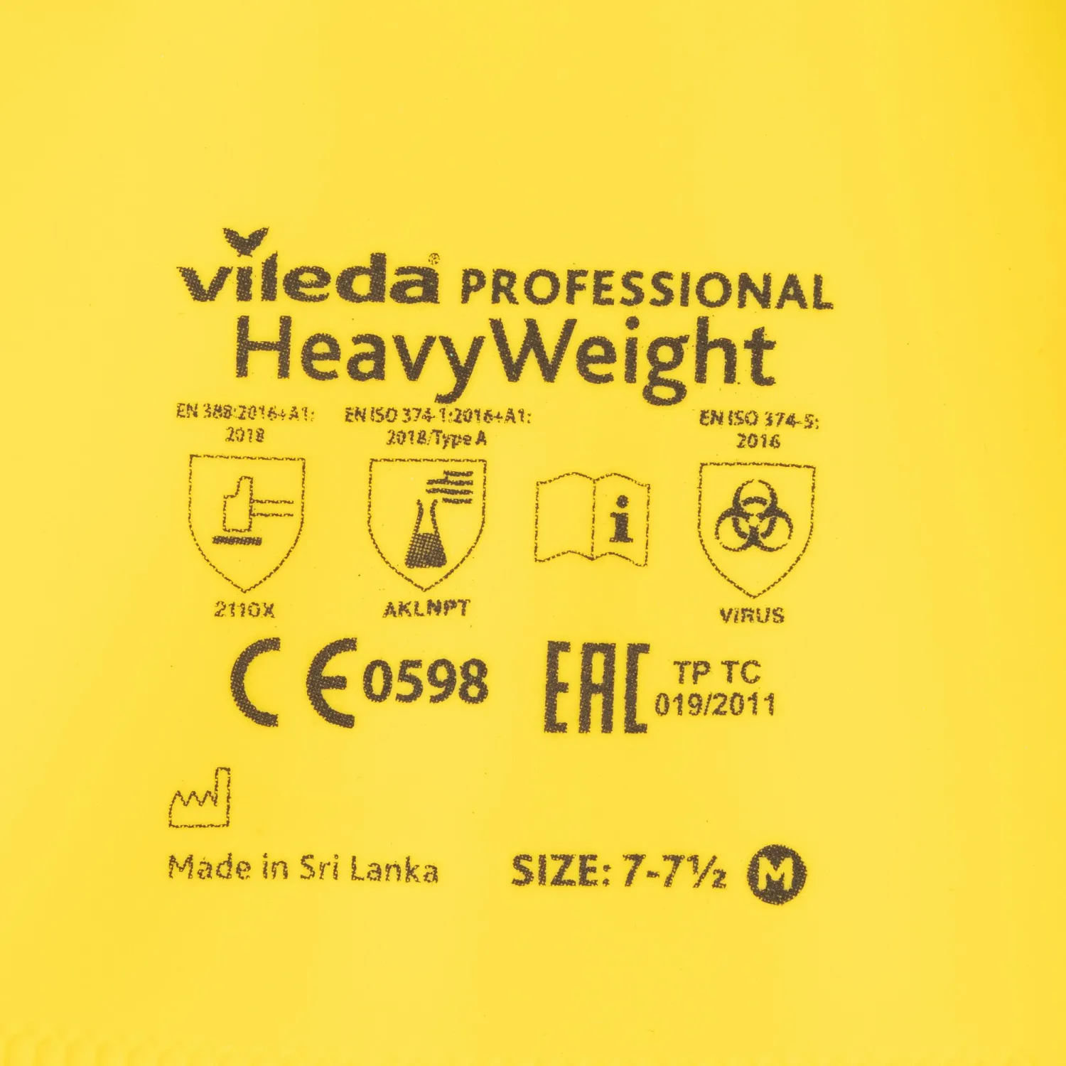 Перчатки латекс/неопрен Vileda Professional Heavy Weight с хлопковым напылением зеленые/желтые (размер 8.5-9, L, 174307) - Image 4