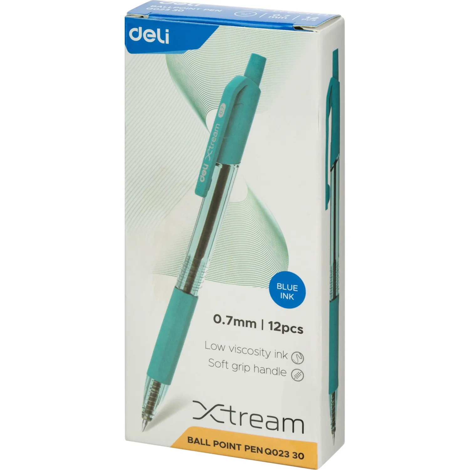 Ручка автоматическая Deli X-tream синяя, корпус прозрачный, узел 0.7/0.4 мм, мягкие зоны захвата - Image 5