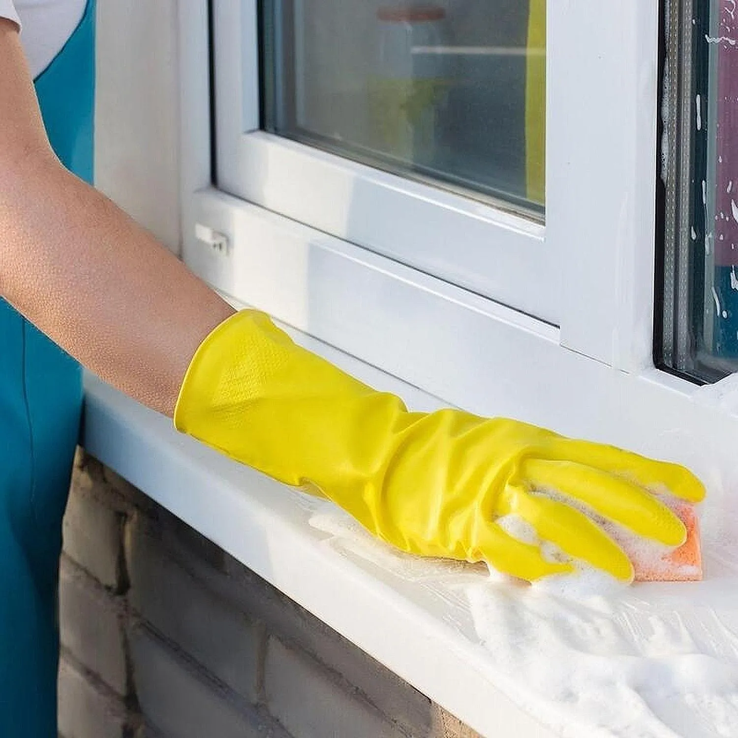 Перчатки латексные Paclan Professional с хлопковым напылением жёлтые (размер XL, 4073284) - Image 6