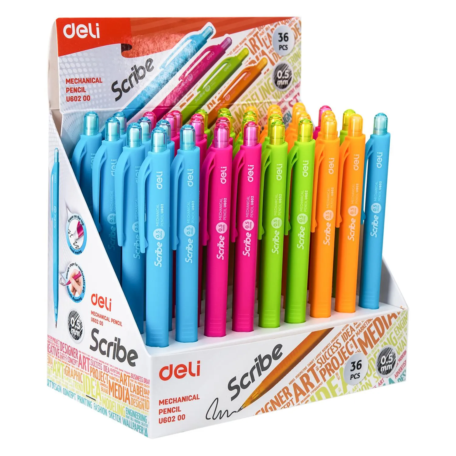 Карандаш механический Deli Scribe 0.5 мм с ластиком - Image 8