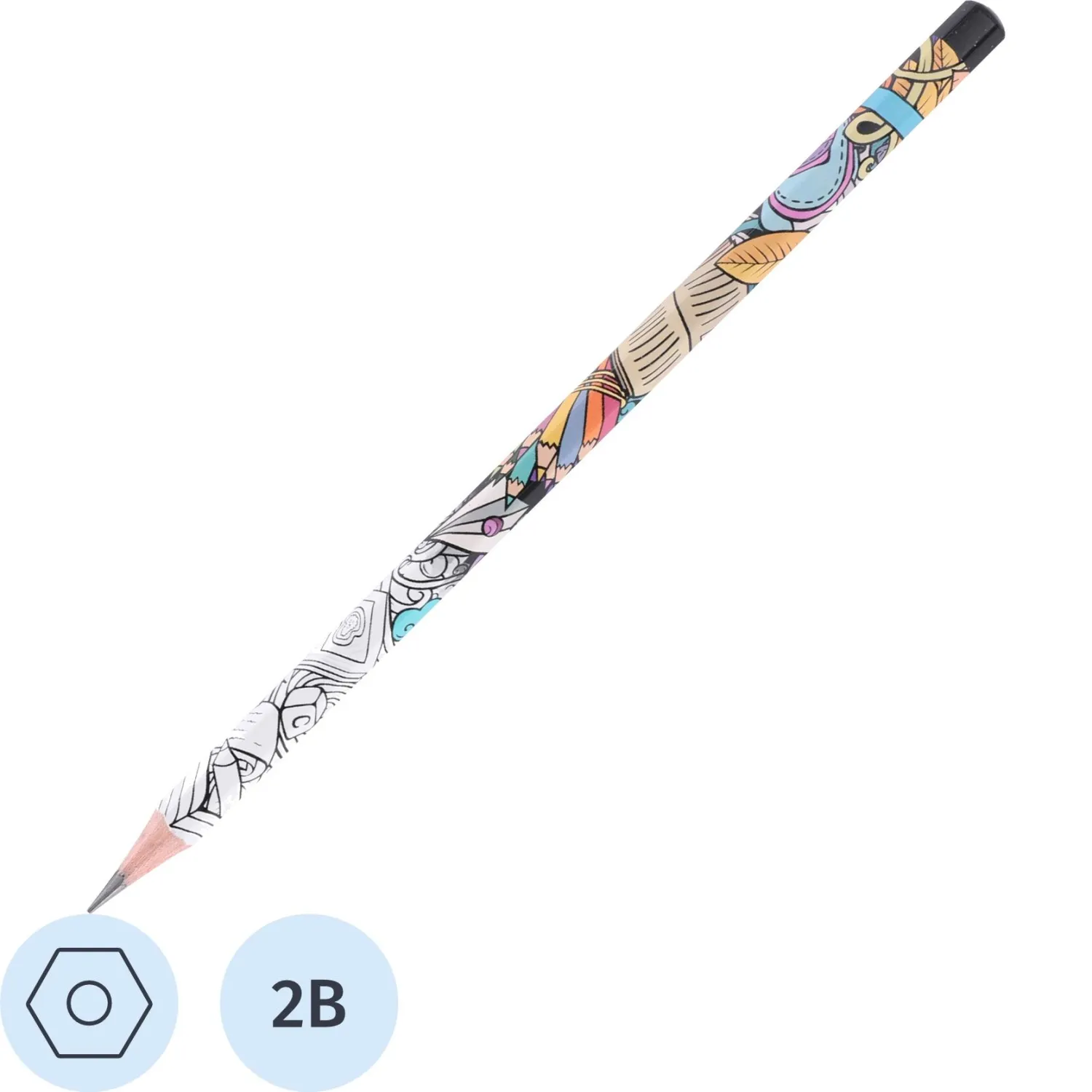 Карандаш чернографитный 2B Deli Arti Graff заточённый шестигранный