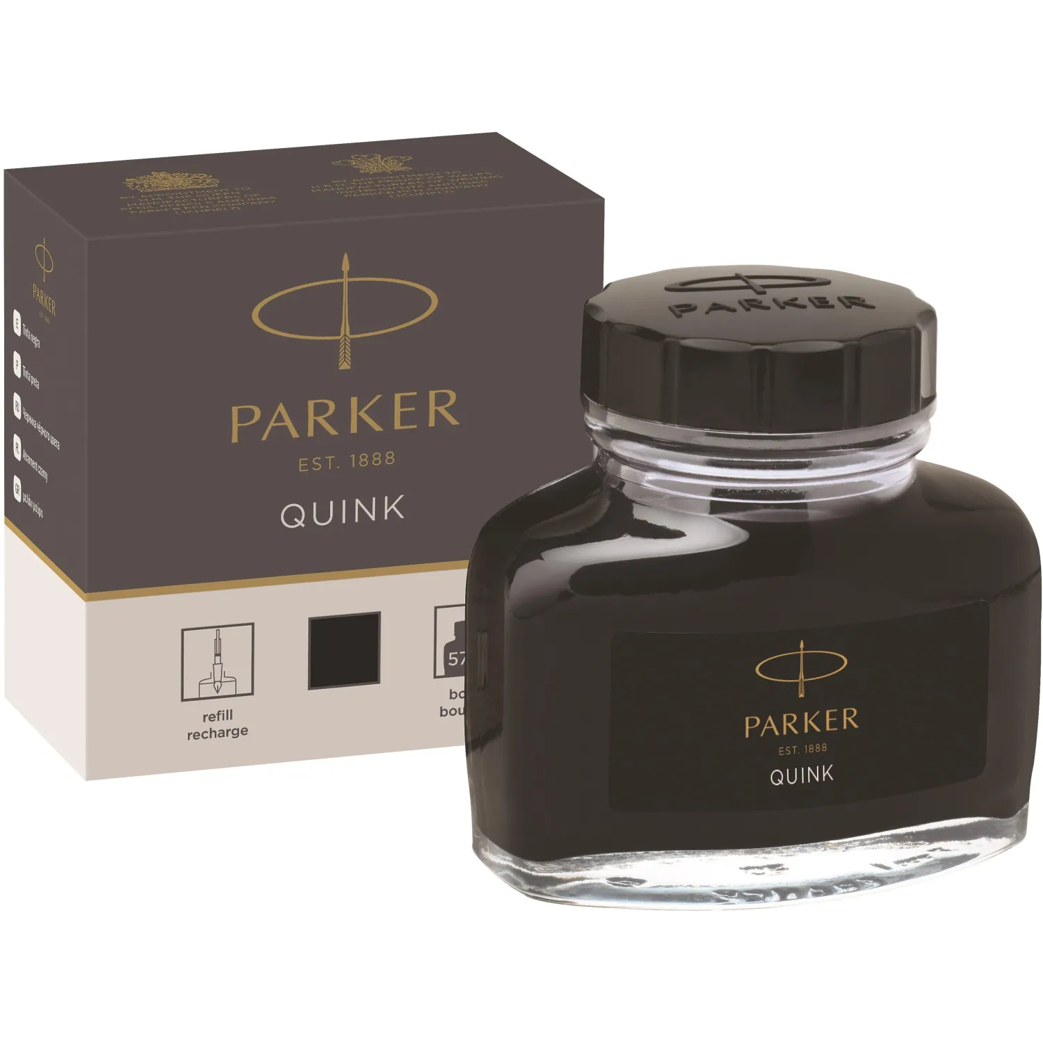 Чернила Parker Quink чёрные 57 мл в стеклянном флаконе (артикул производителя 1950375)