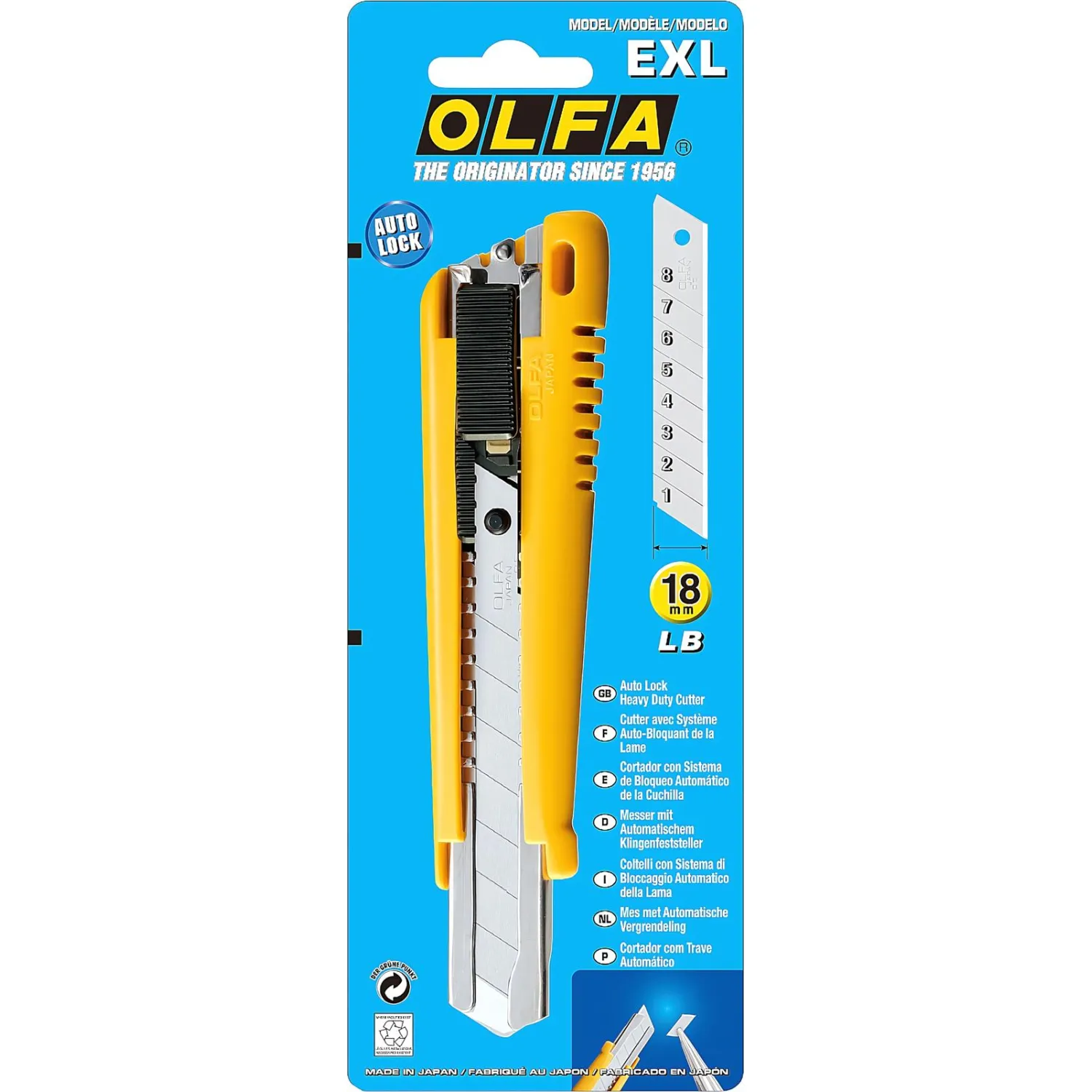 Нож канцелярский Olfa усиленный с фиксатором 18 мм жёлтый (OL-EXL) - Image 2