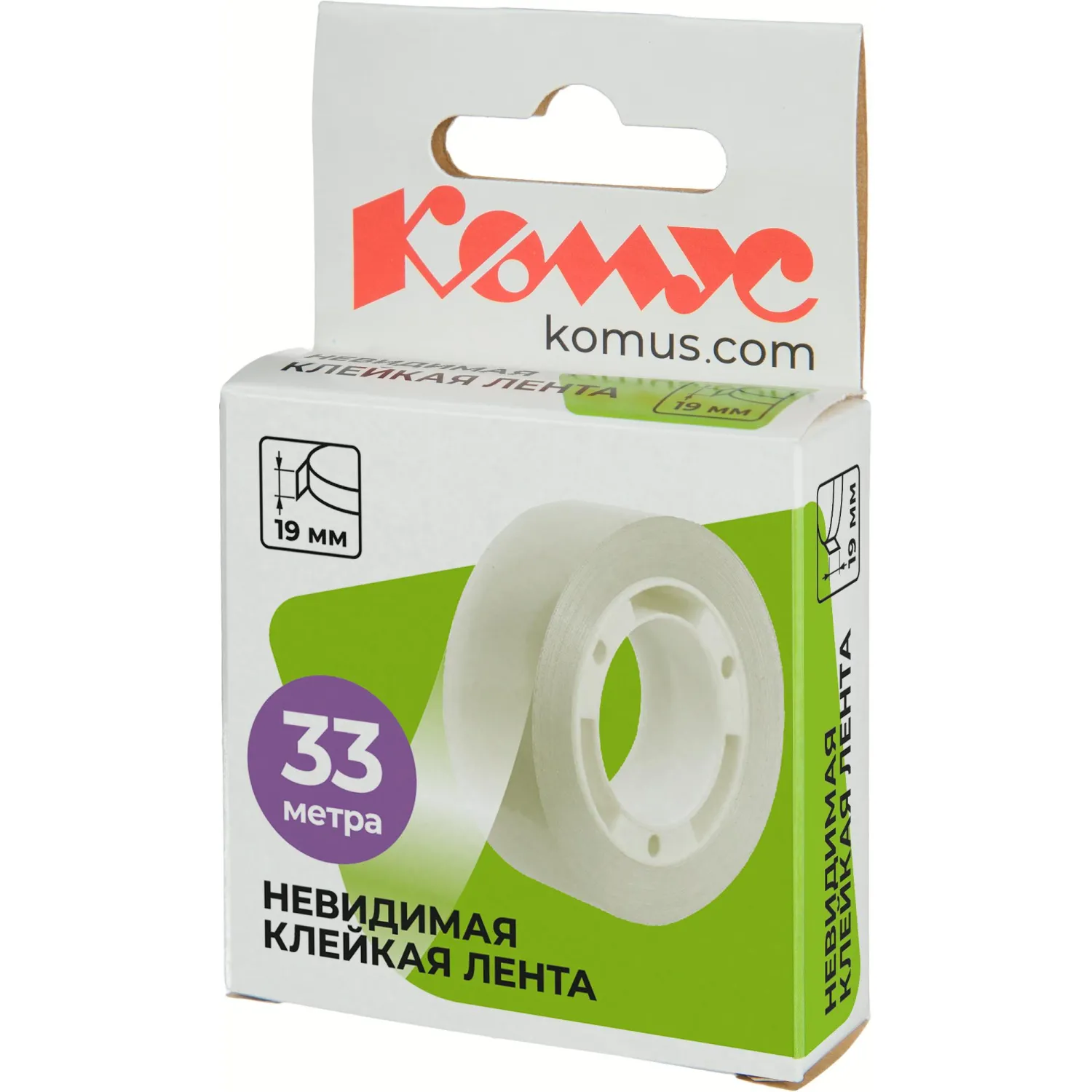 Клейкая лента канцелярская Комус матовая 19 мм x 33 м - Image 3