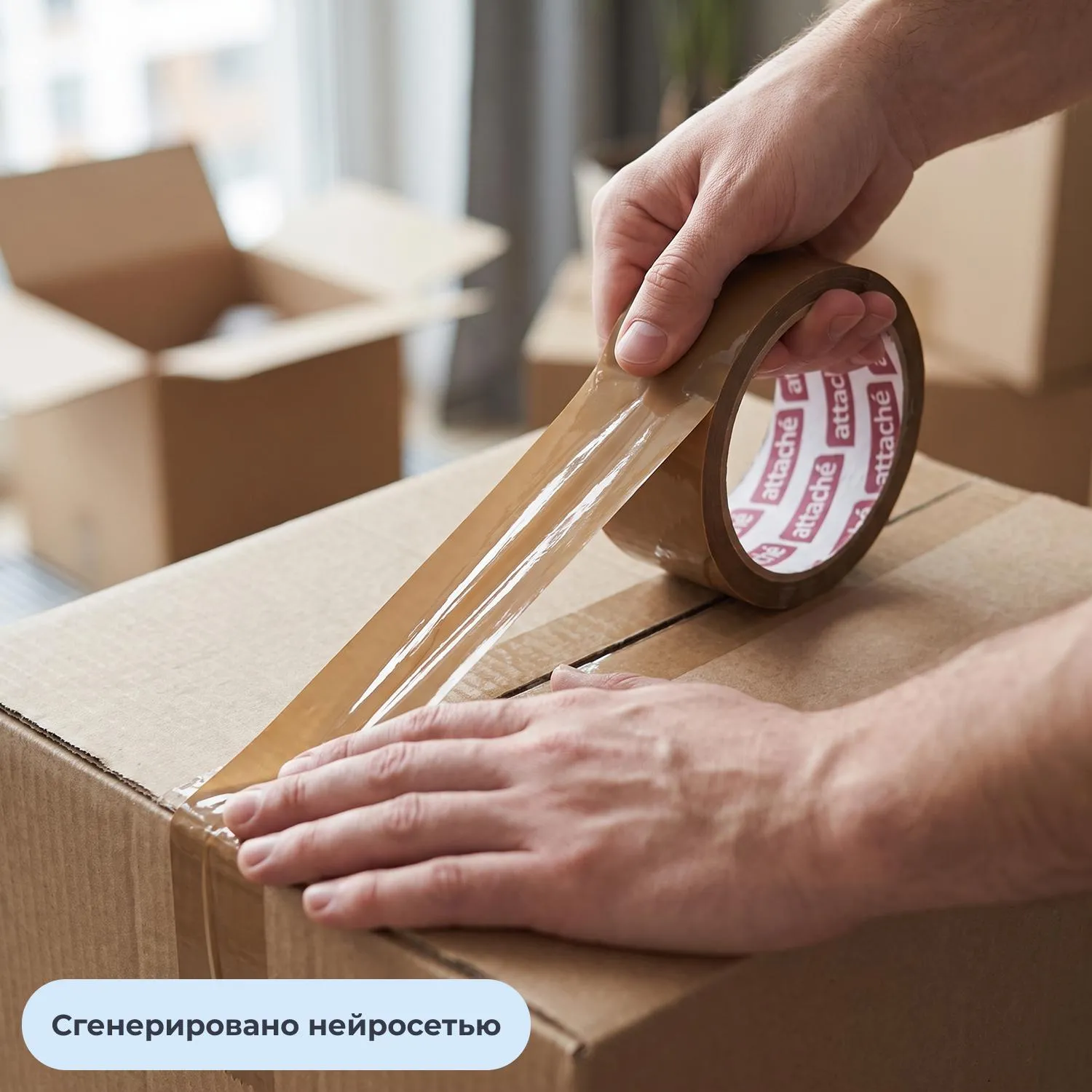 Клейкая лента односторонняя упаковочная Attache 50 мм x 50 м 40 мкм коричневая - Image 2