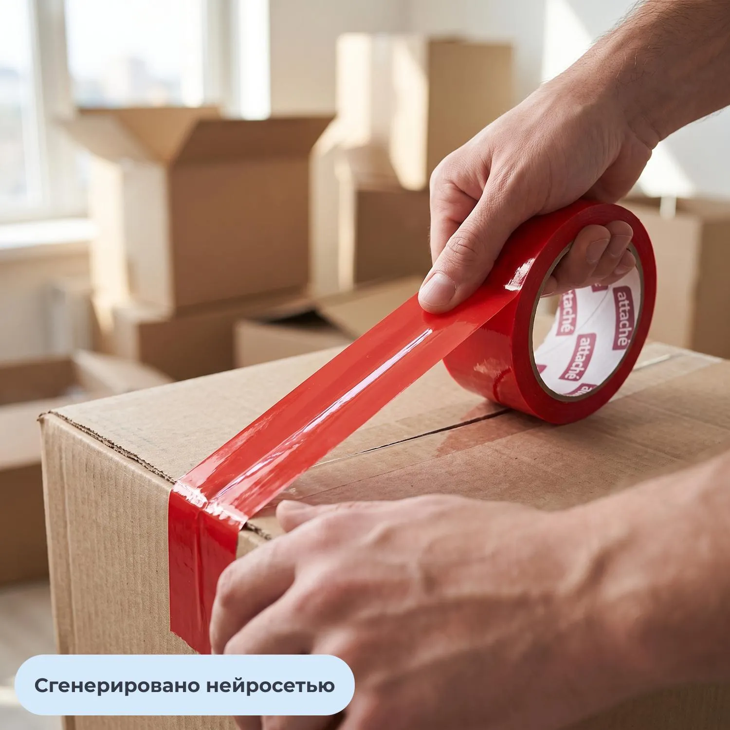 Клейкая лента односторонняя упаковочная Attache 48 мм x 66 м 45 мкм красная - Image 2
