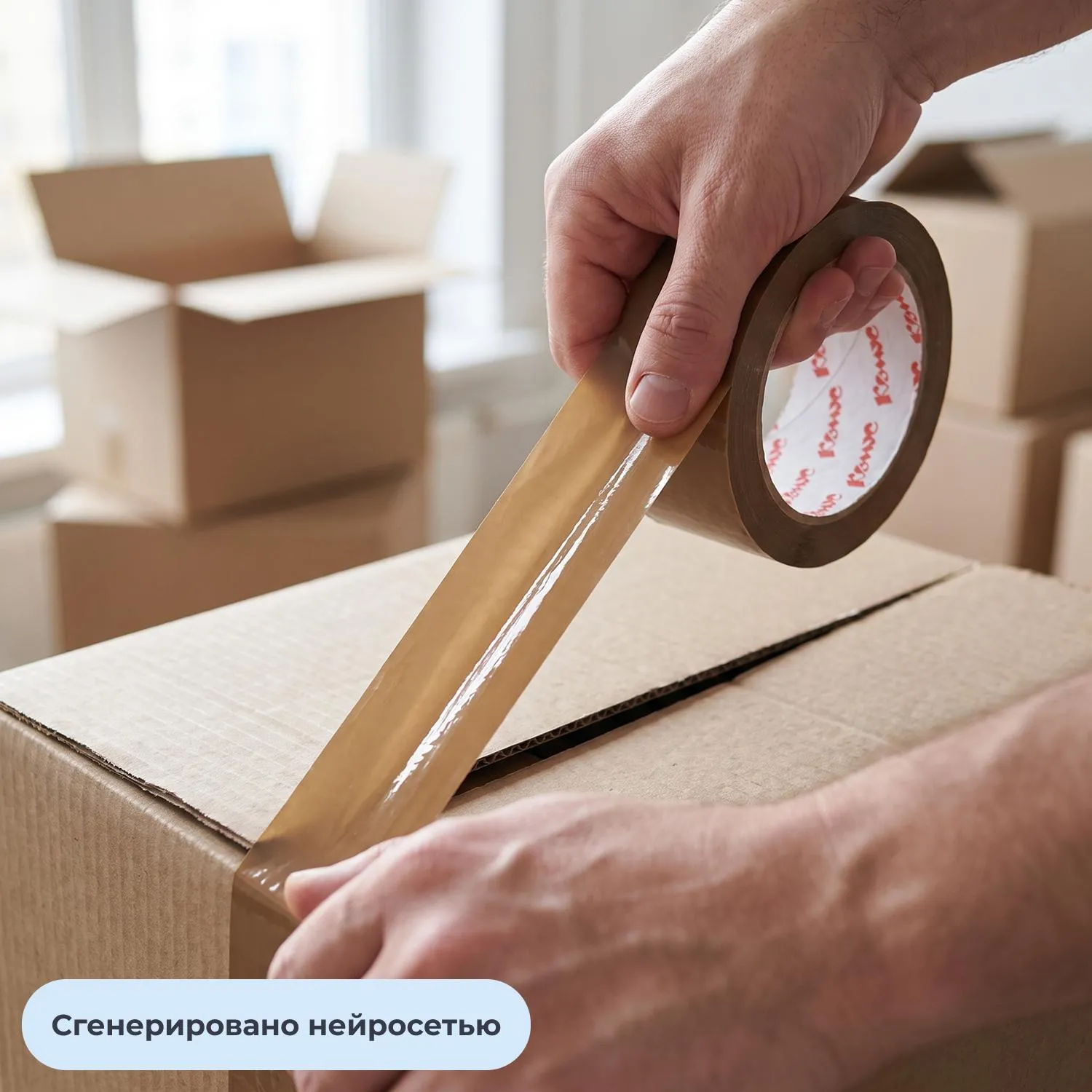Клейкая лента односторонняя упаковочная Комус 50 мм x 100 м 50 мкм коричневая морозостойкая - Image 2