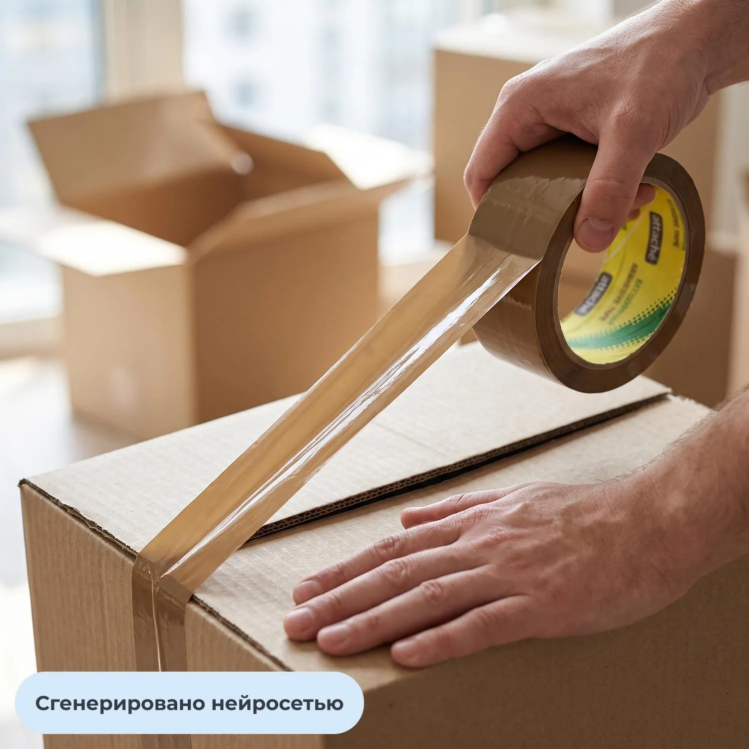 Клейкая лента односторонняя упаковочная Attache Selection 50 мм x 66 м 48 мкм коричневая бесшумная - Image 2