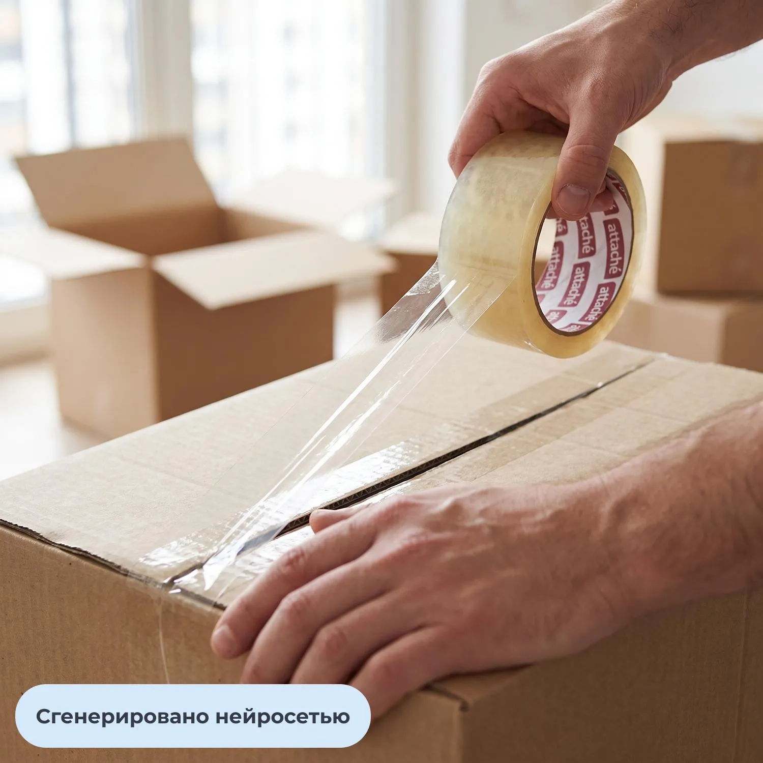 Клейкая лента односторонняя упаковочная Attache 50 мм x 66 м 50 мкм прозрачная морозостойкая (6 штук в упаковке) - Image 2