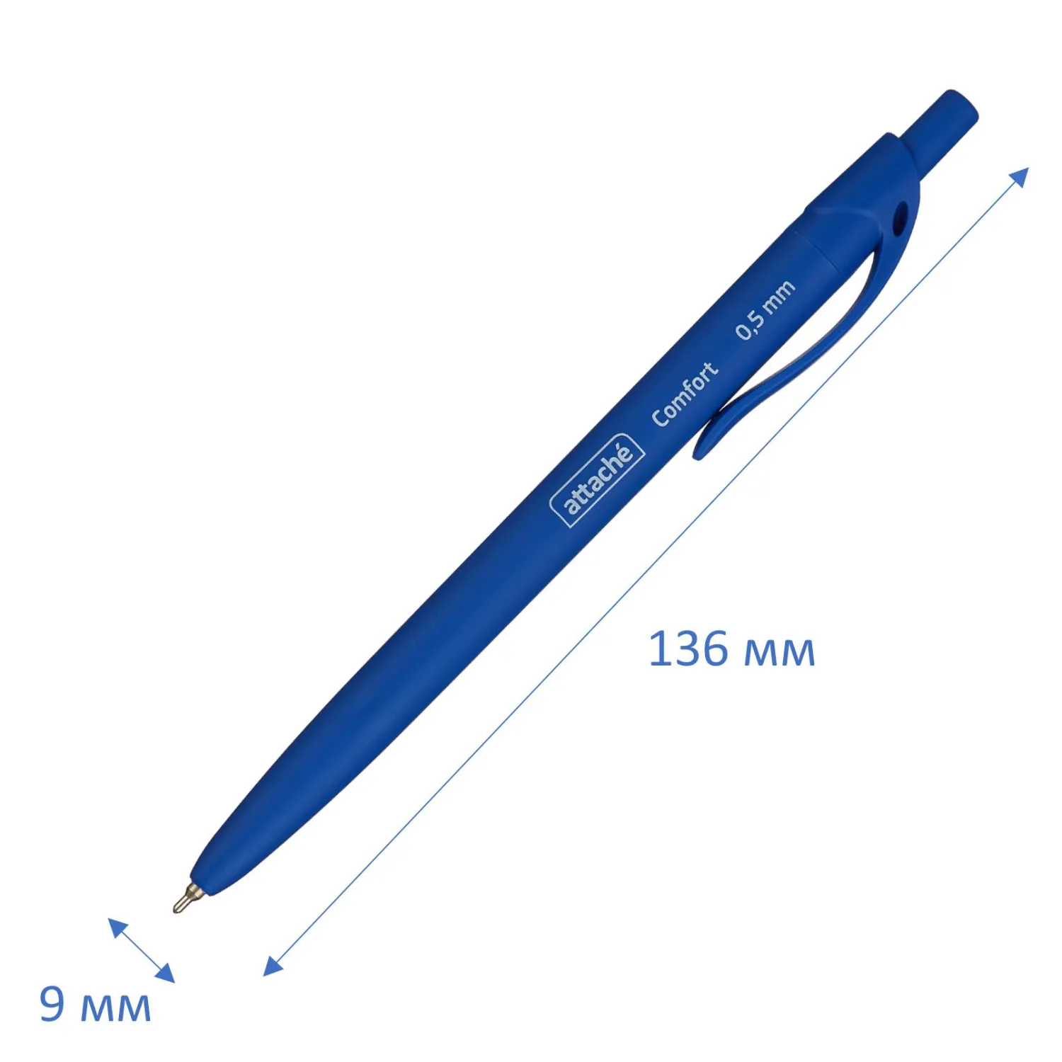 Шариковая ручка Attache Comfort soft touch, синяя, удобная форма - Image 4