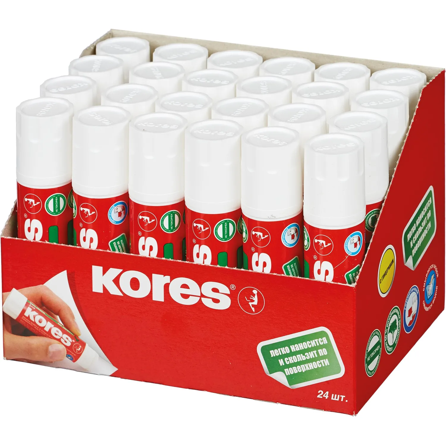 Клей-карандаш Kores бесцветный, мягкий для бумаги и ткани - Image 5