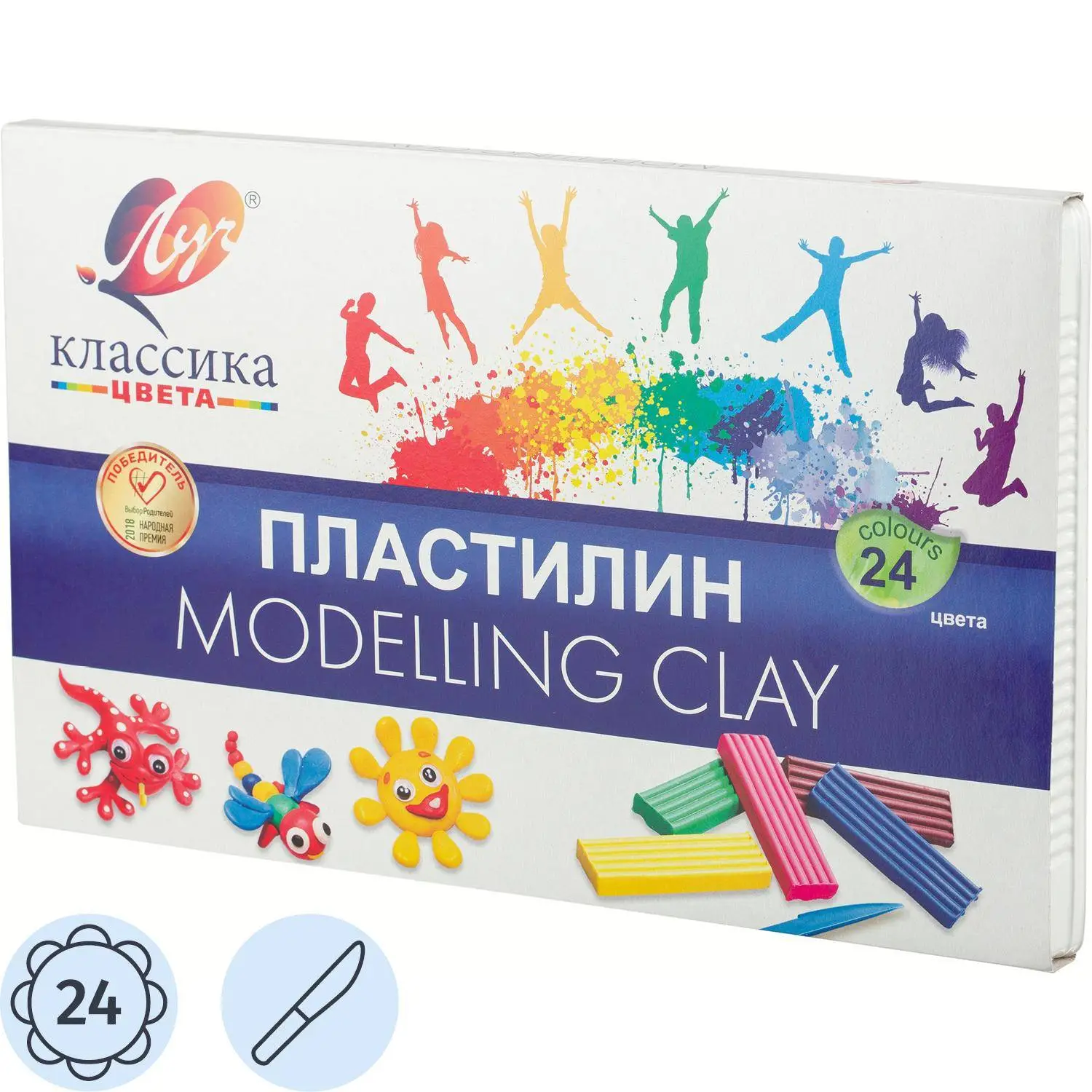 Пластилин классический Луч Классика 24 цвета 480 грамм