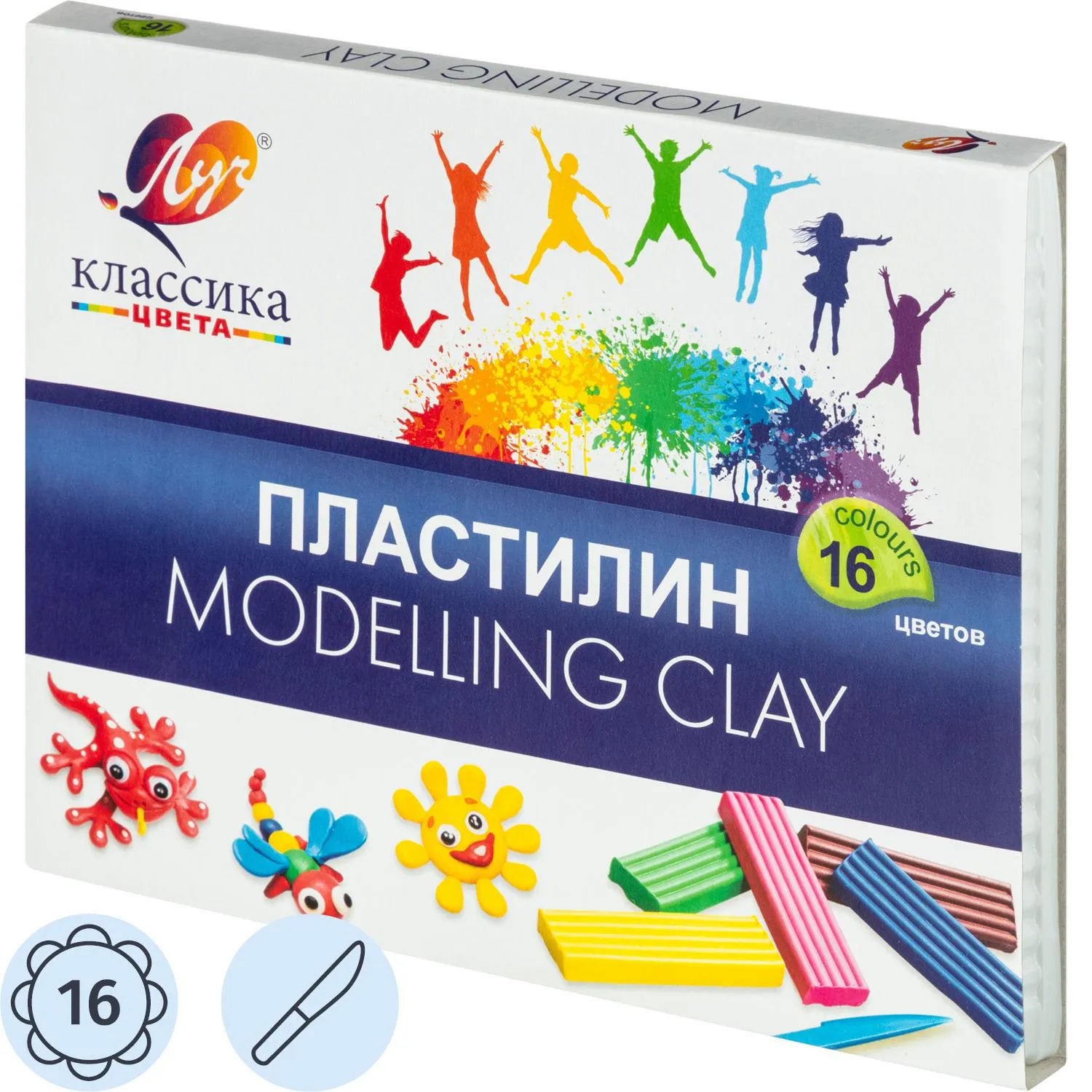 Пластилин классический Луч Классика 16 цветов 320 грамм